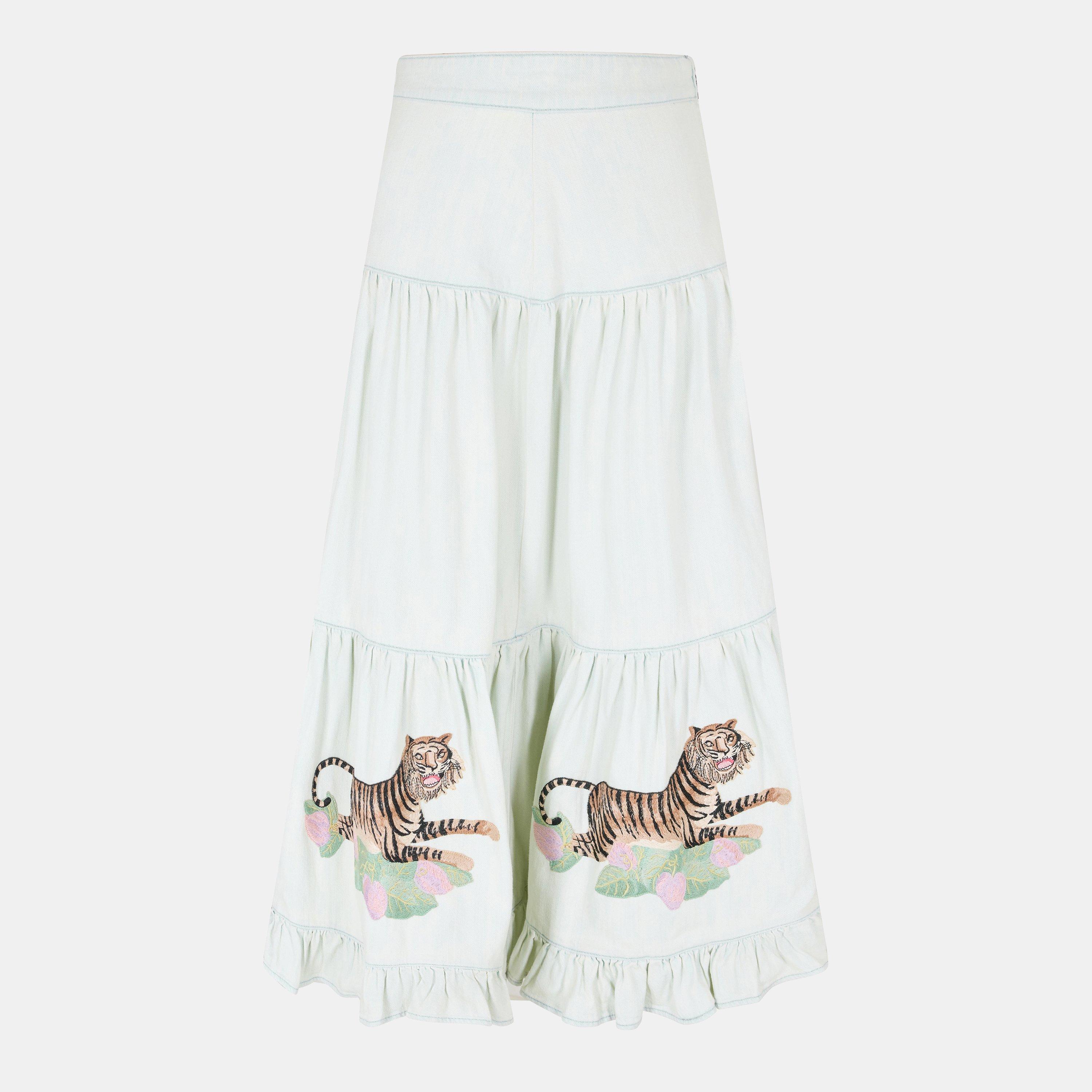 Light Blue/Mix - Gucci - Women's Fitted Midi Skirt - 1