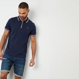 Threadbare Boswell Contrast Tipping Cotton Jersey Polo Shir