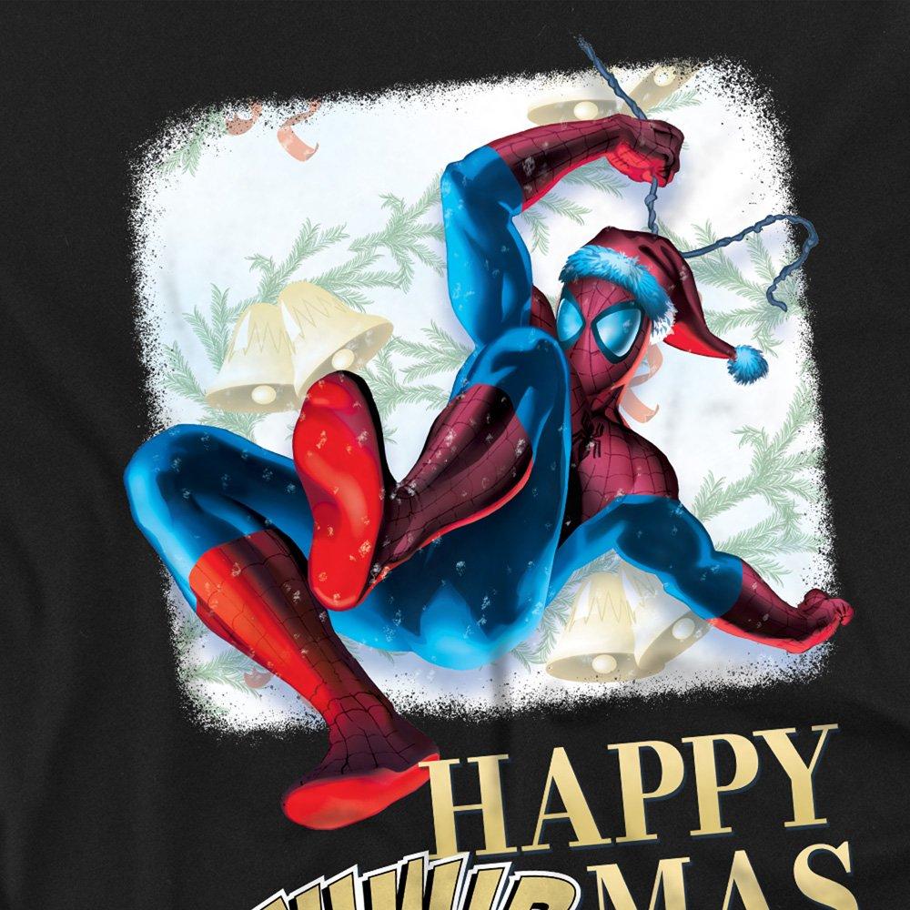 Black - Marvel - Spiderman Happy Thwipmas Christmas Window T-Shirt - 2