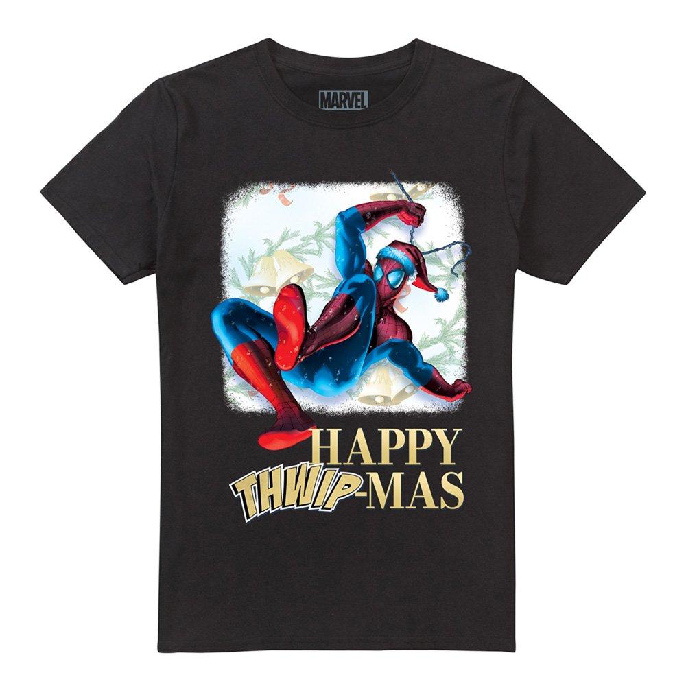 Black - Marvel - Spiderman Happy Thwipmas Christmas Window T-Shirt - 4