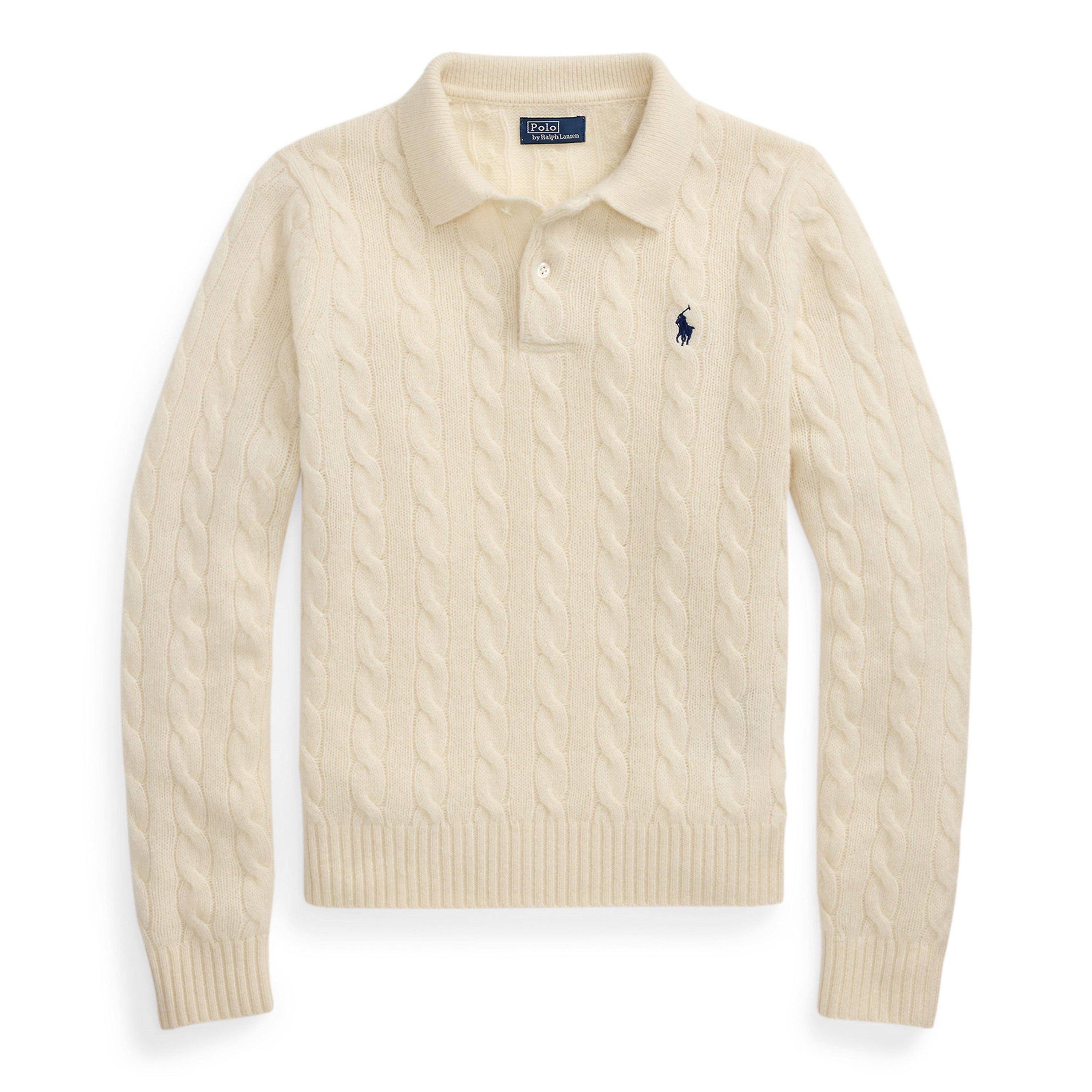 Polo Ralph Lauren Women's Cable Knitted Long Sleeve Crew Neck Jumper - AUTHENTIC CREAM - Size 14 (L)