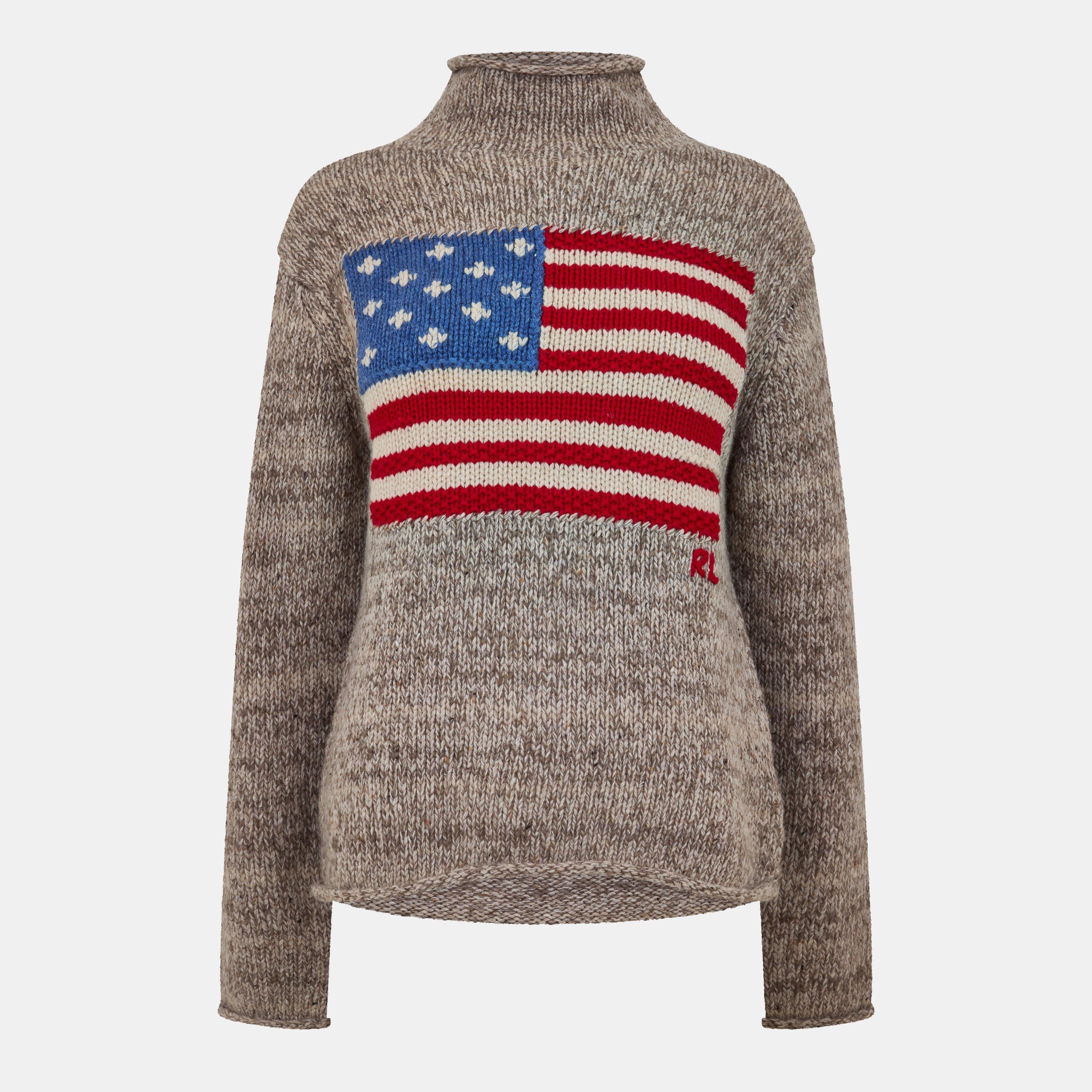 Polo Ralph Lauren Women's Natural  Flag Knitted Crew Neck Jumper - 14 (L)