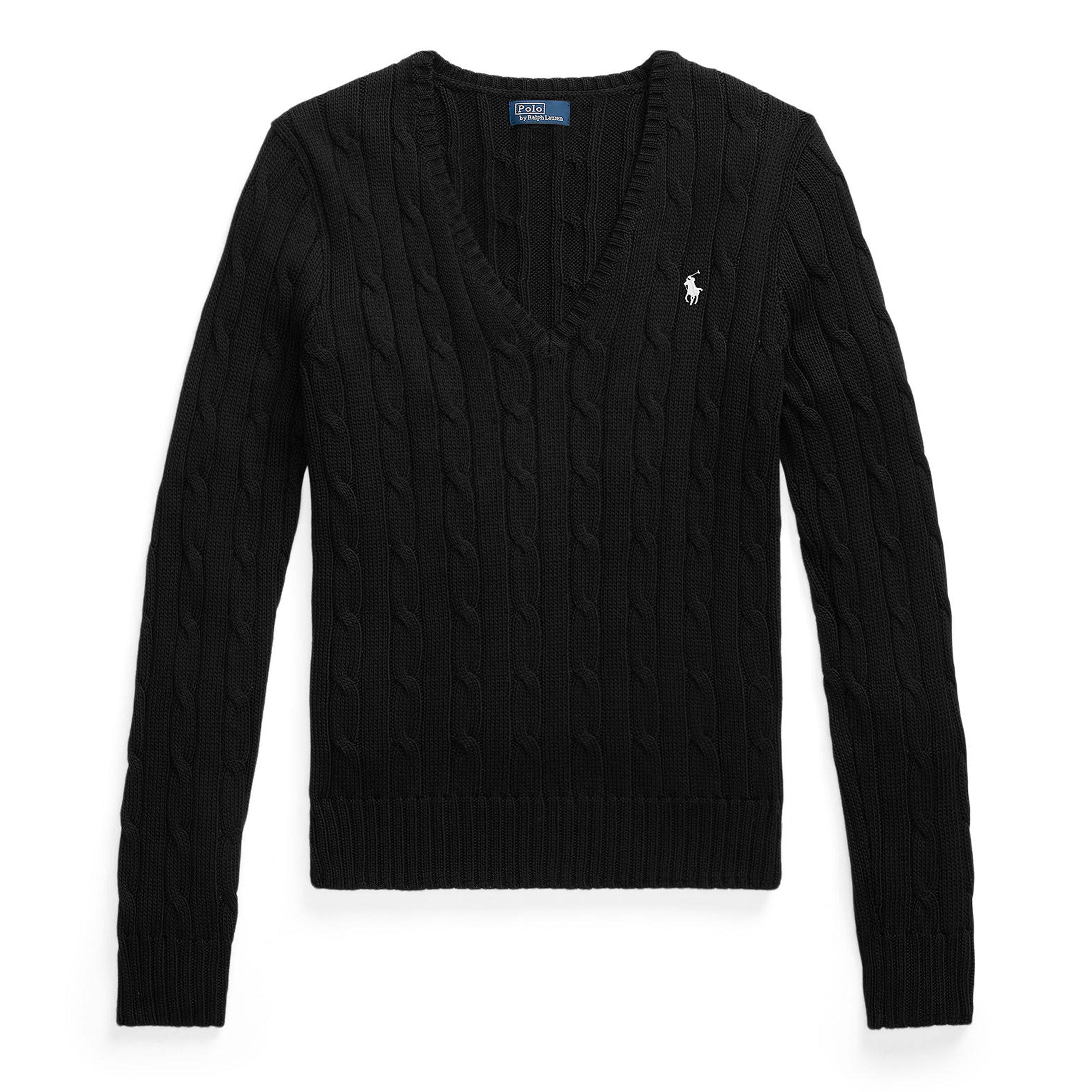 Polo Ralph Lauren Women's Cable-Knit V-Neck Jumper - Polo Black - 16 (XL)