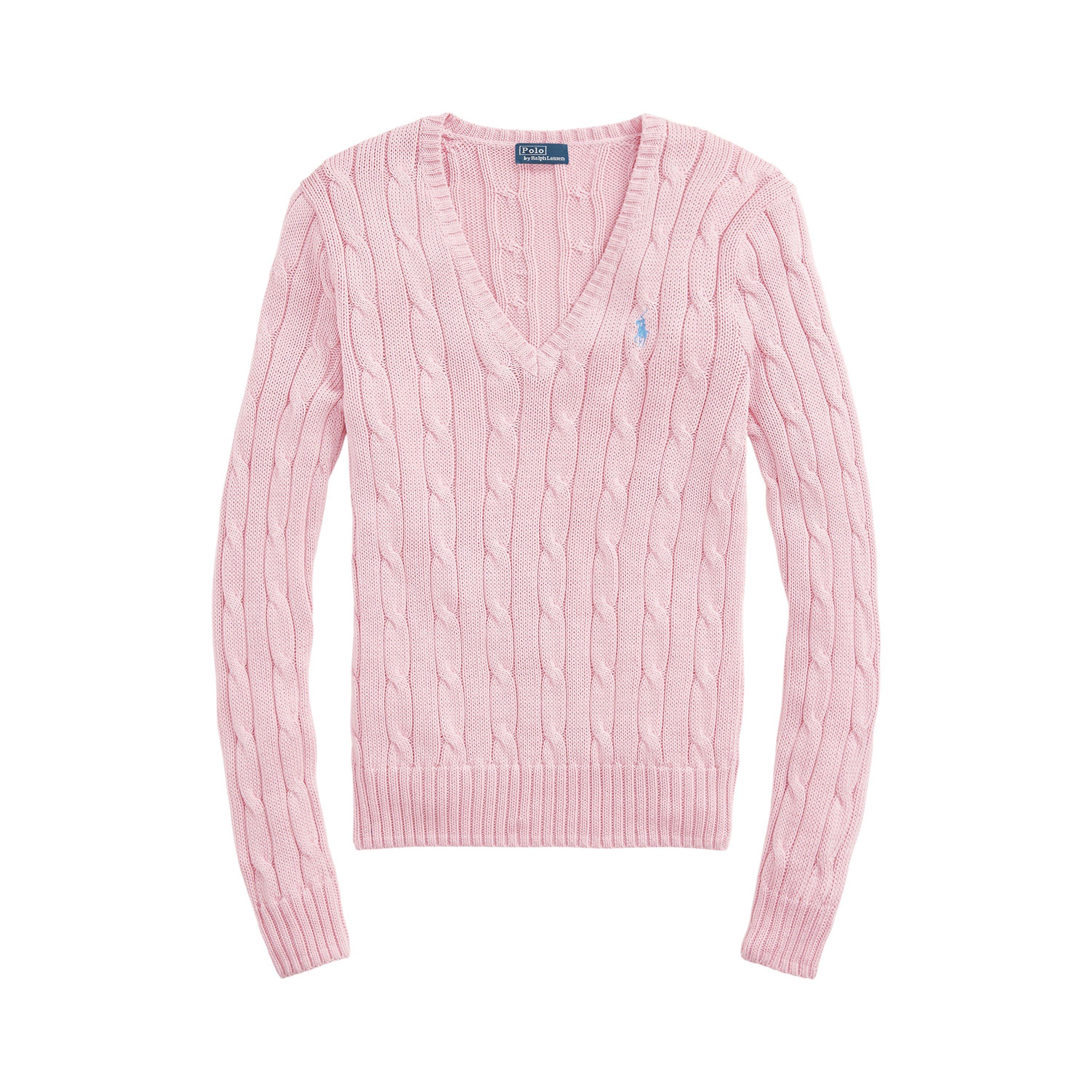 Polo Ralph Lauren Women's Cable-Knit V-neck Jumper - Carmel Pink - Size 10 (S)
