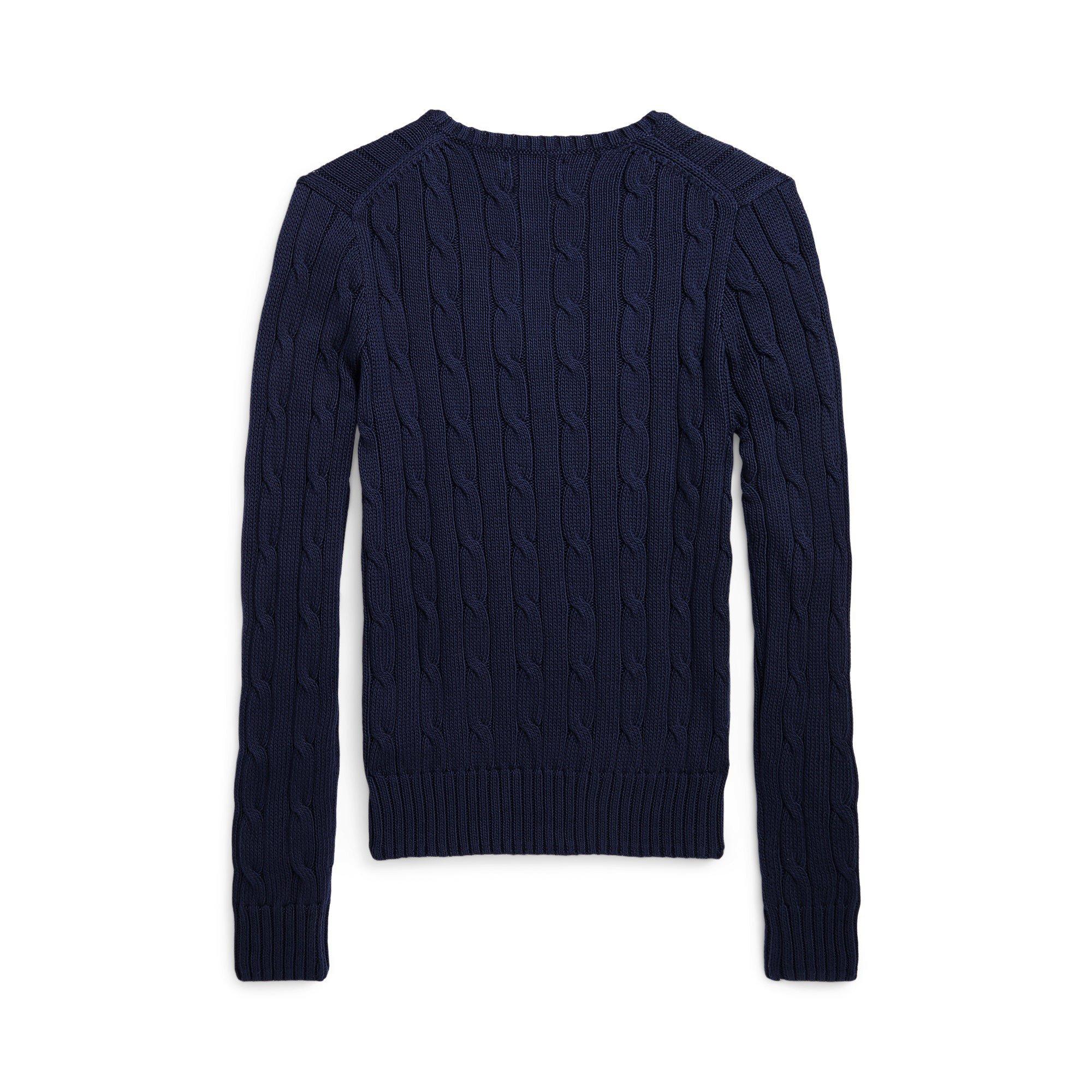 Hunter Navy - Polo Ralph Lauren - Women's Cable-Knit V-neck Jumper - 2