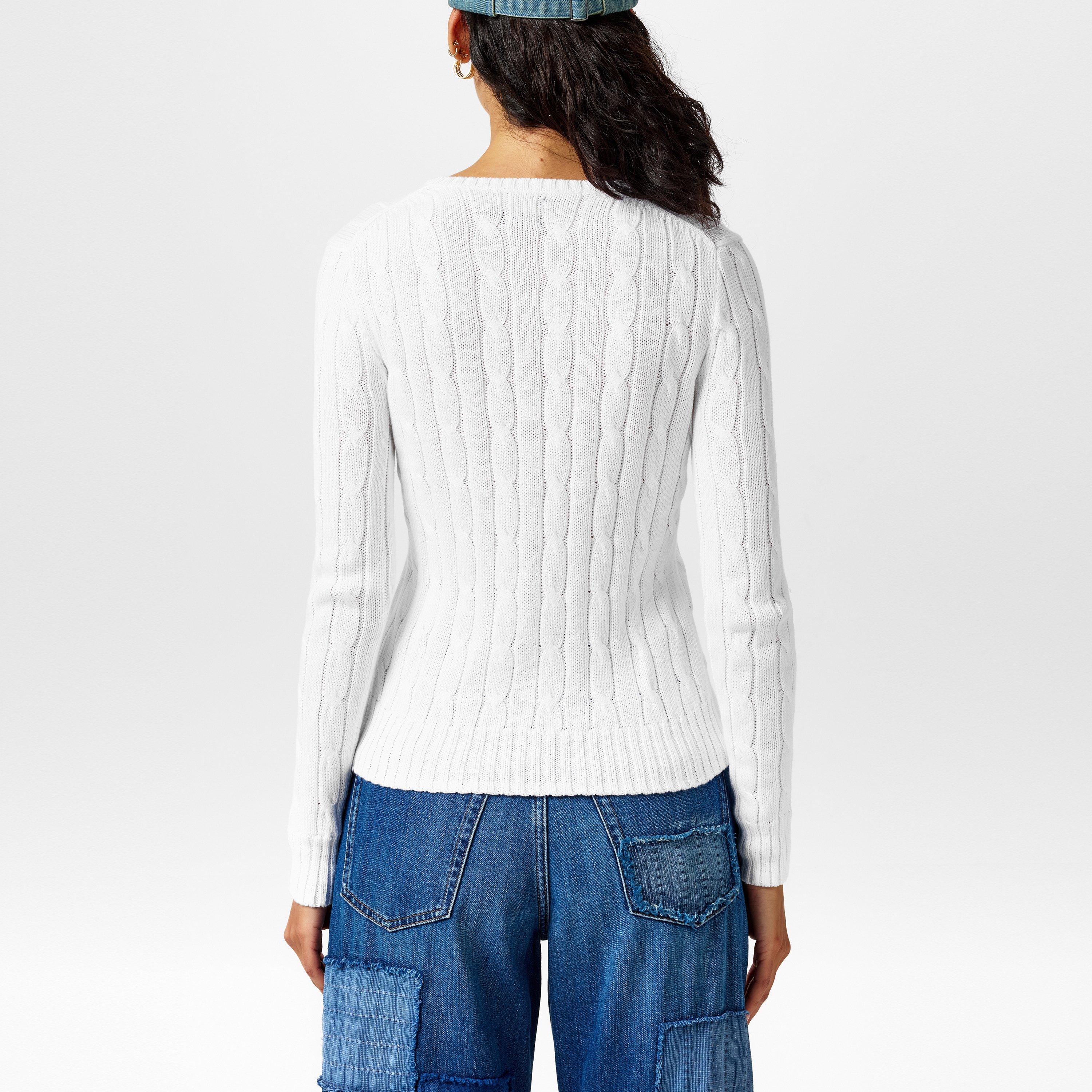 White - Polo Ralph Lauren - Women's Cable-Knit Jumper - 4