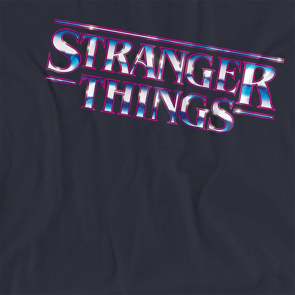 Navy - Stranger Things - Stranger Things Chrome Metal Logo Ladies T Shirt - 2