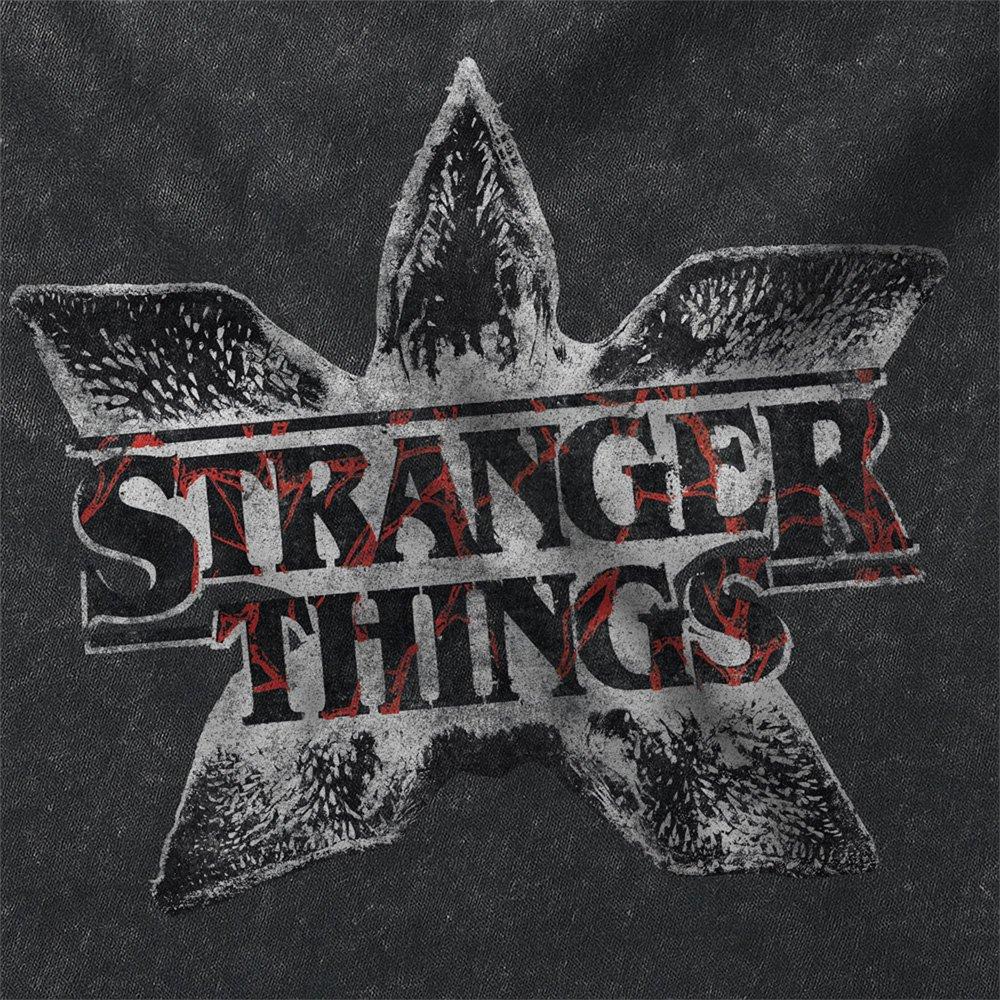 Black - Stranger Things - Stranger Things Demogorgon Flower Logo T Shirt Bl - 2