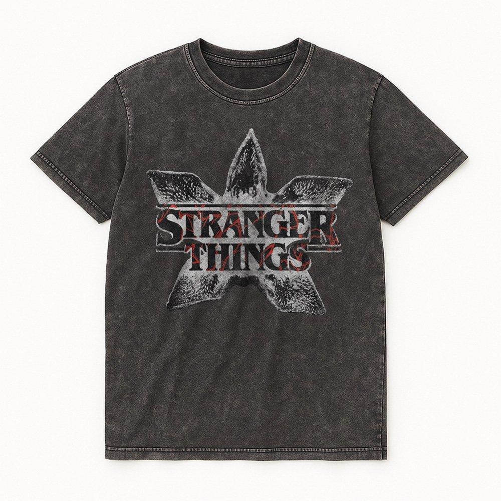 Black - Stranger Things - Stranger Things Demogorgon Flower Logo T Shirt Bl - 4