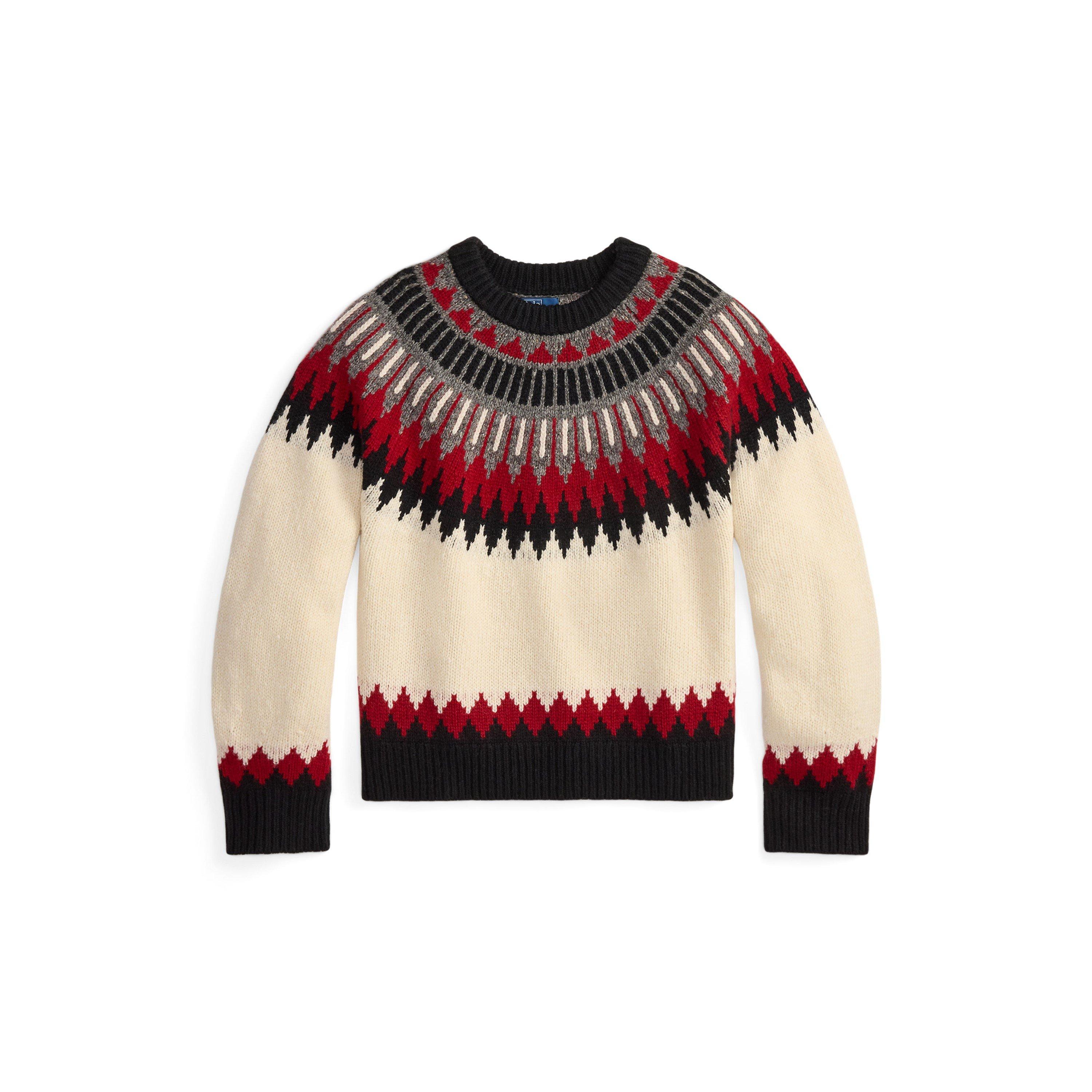 Polo Ralph Lauren Women's Authentic Cream Fair Isle Crew Neck Jumper - 12 (M)