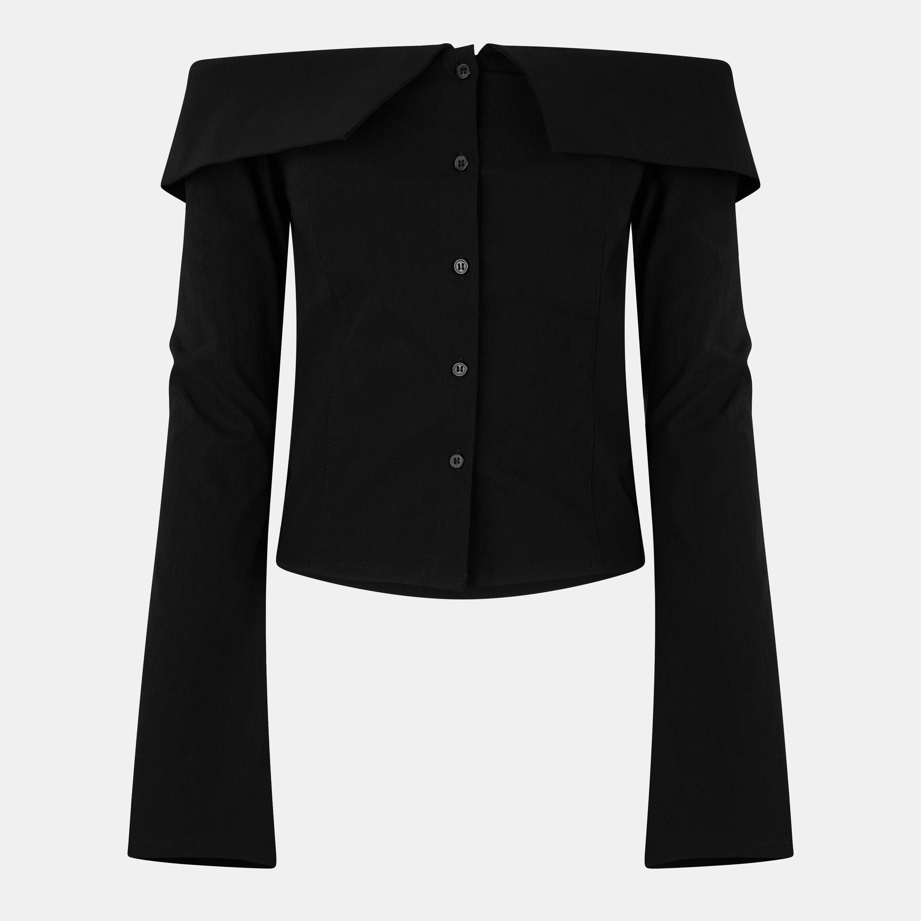 Black - Jack Wills - Bardot Long-Sleeve Plain Shirt - 1