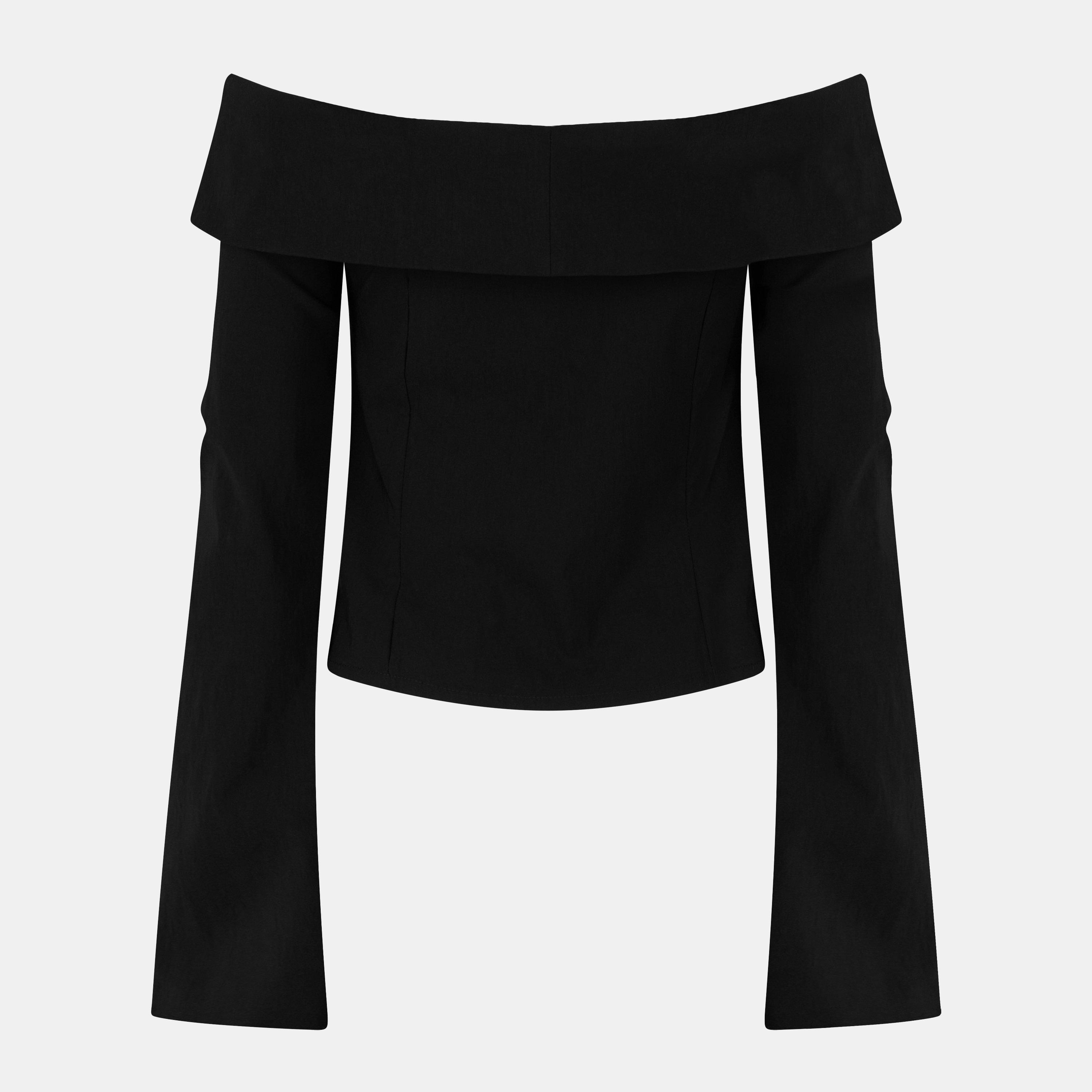 Black - Jack Wills - Bardot Long-Sleeve Plain Shirt - 2