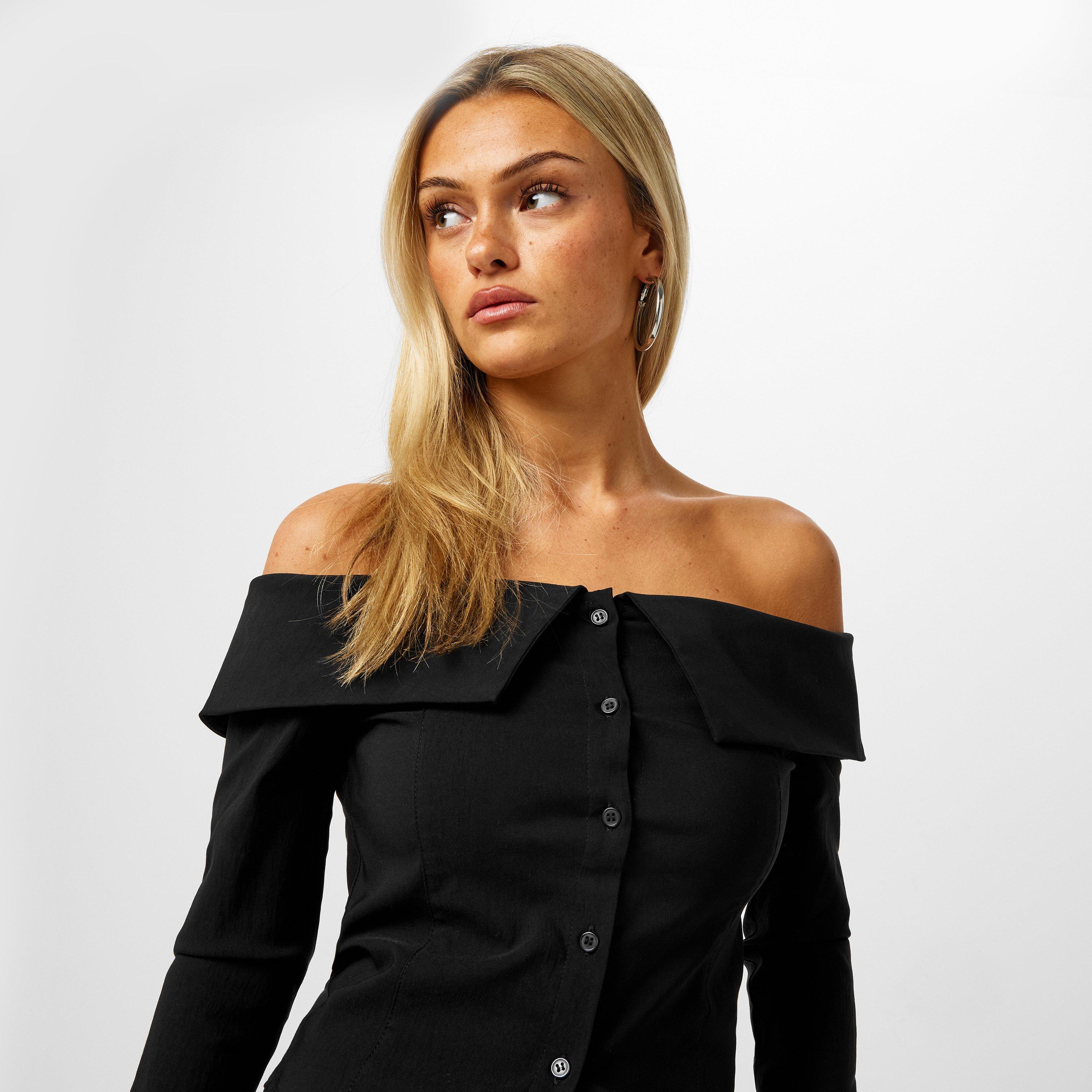 Black - Jack Wills - Bardot Long-Sleeve Plain Shirt - 3