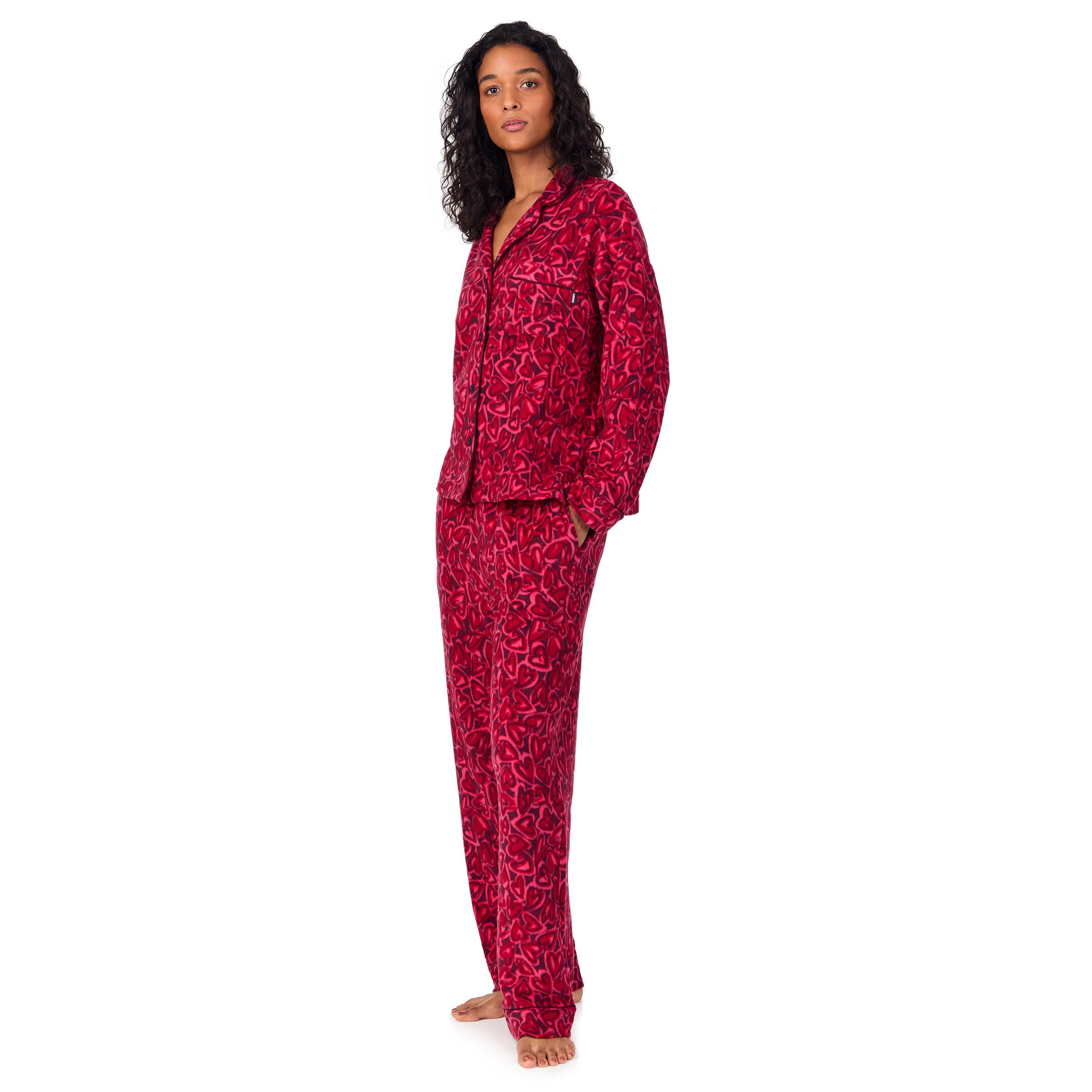 Røde hjerte linjer - DKNY - Women's Long-Sleeve Fleece Pyjama Sets - 3