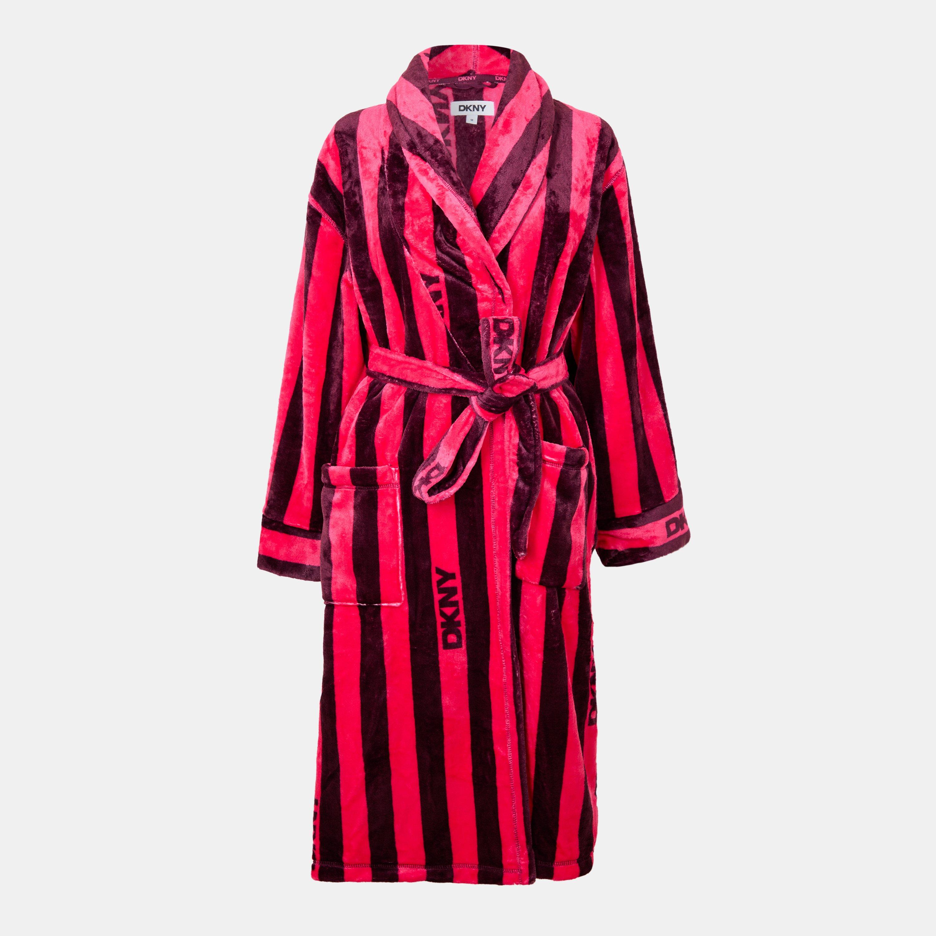 Hot Pink Stripe - DKNY - Women's Fluffy Dressing Gown - 1