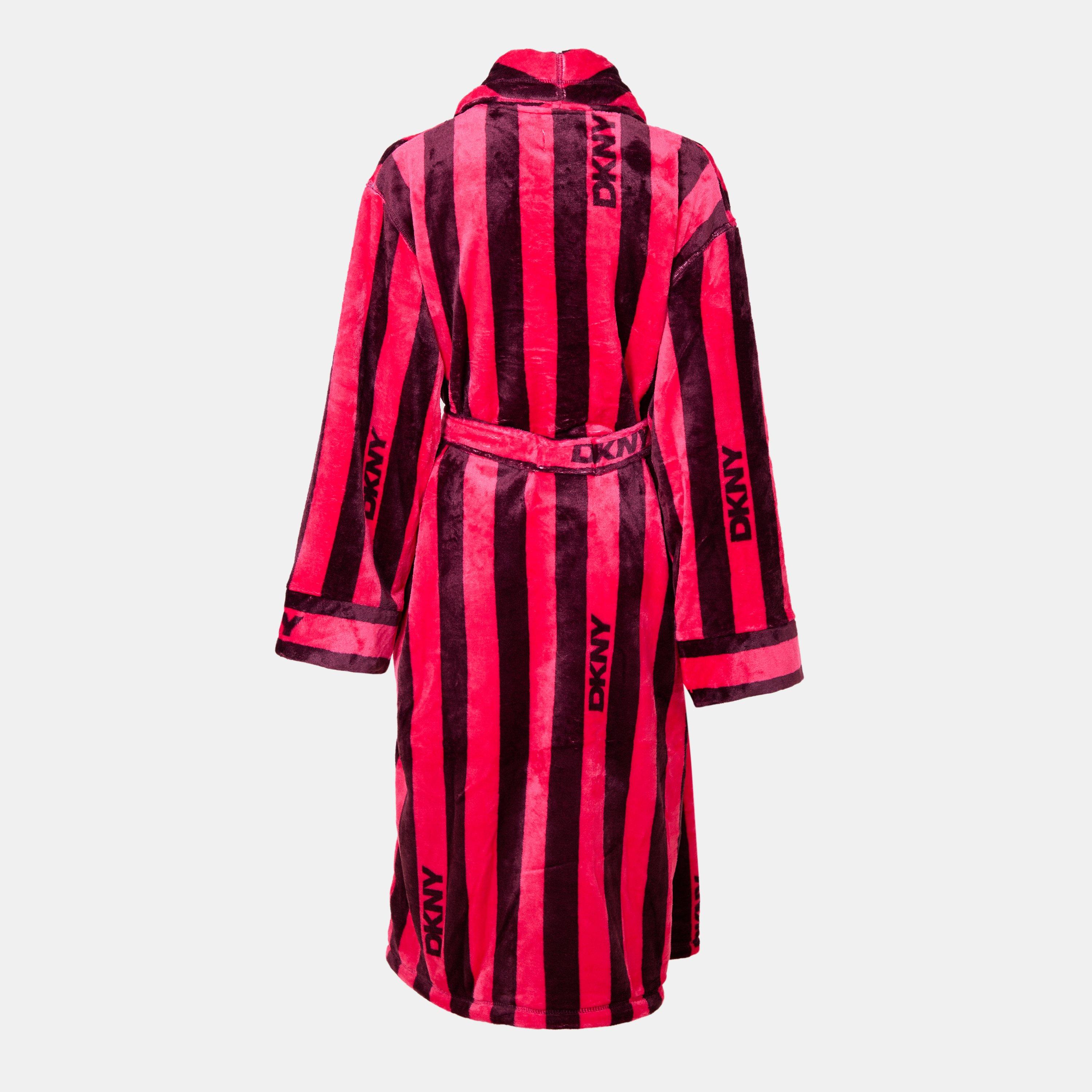 Hot Pink Stripe - DKNY - Women's Fluffy Dressing Gown - 2
