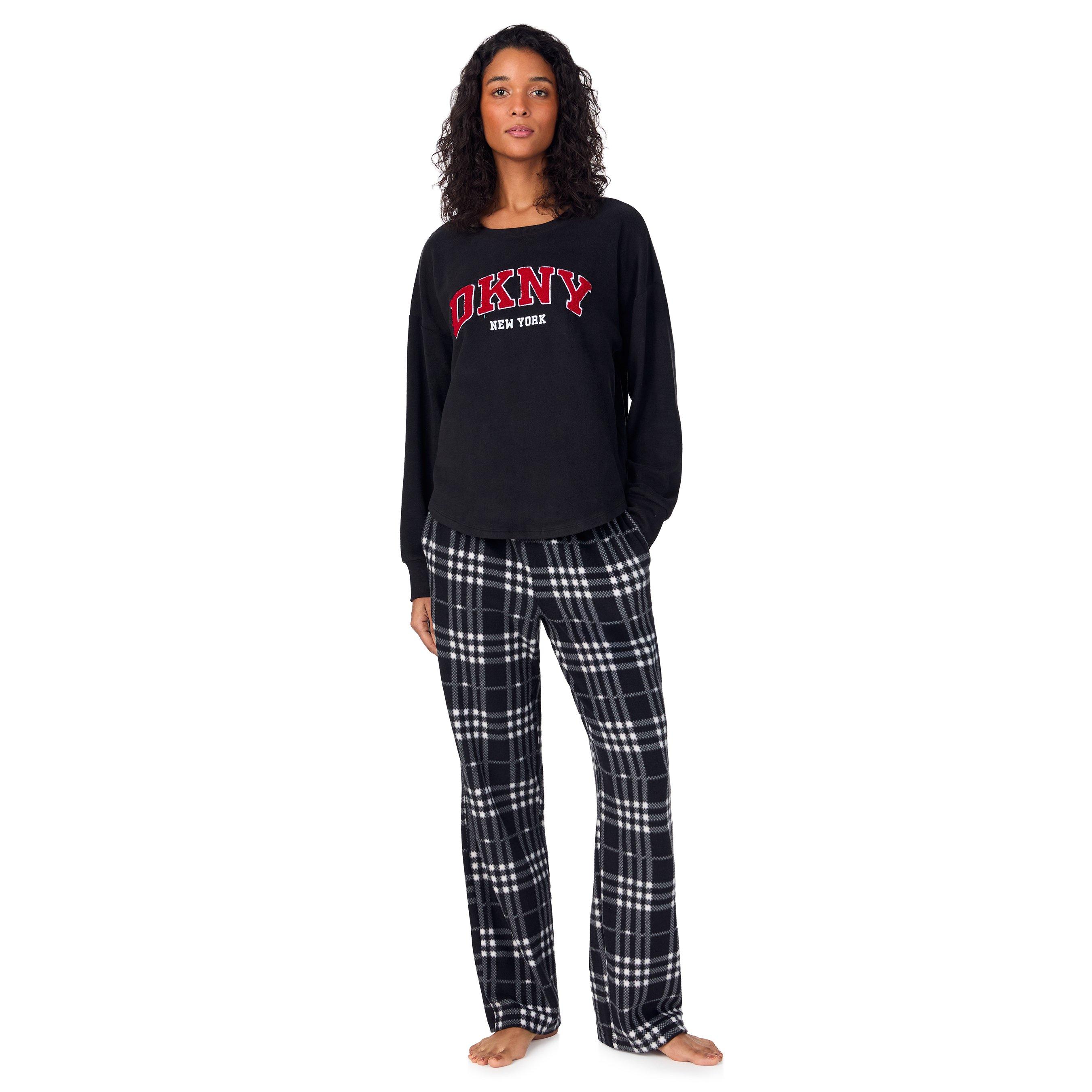 Dkny Women's Long Sleeve Pyjama Set - Black Check - 16 (XL)