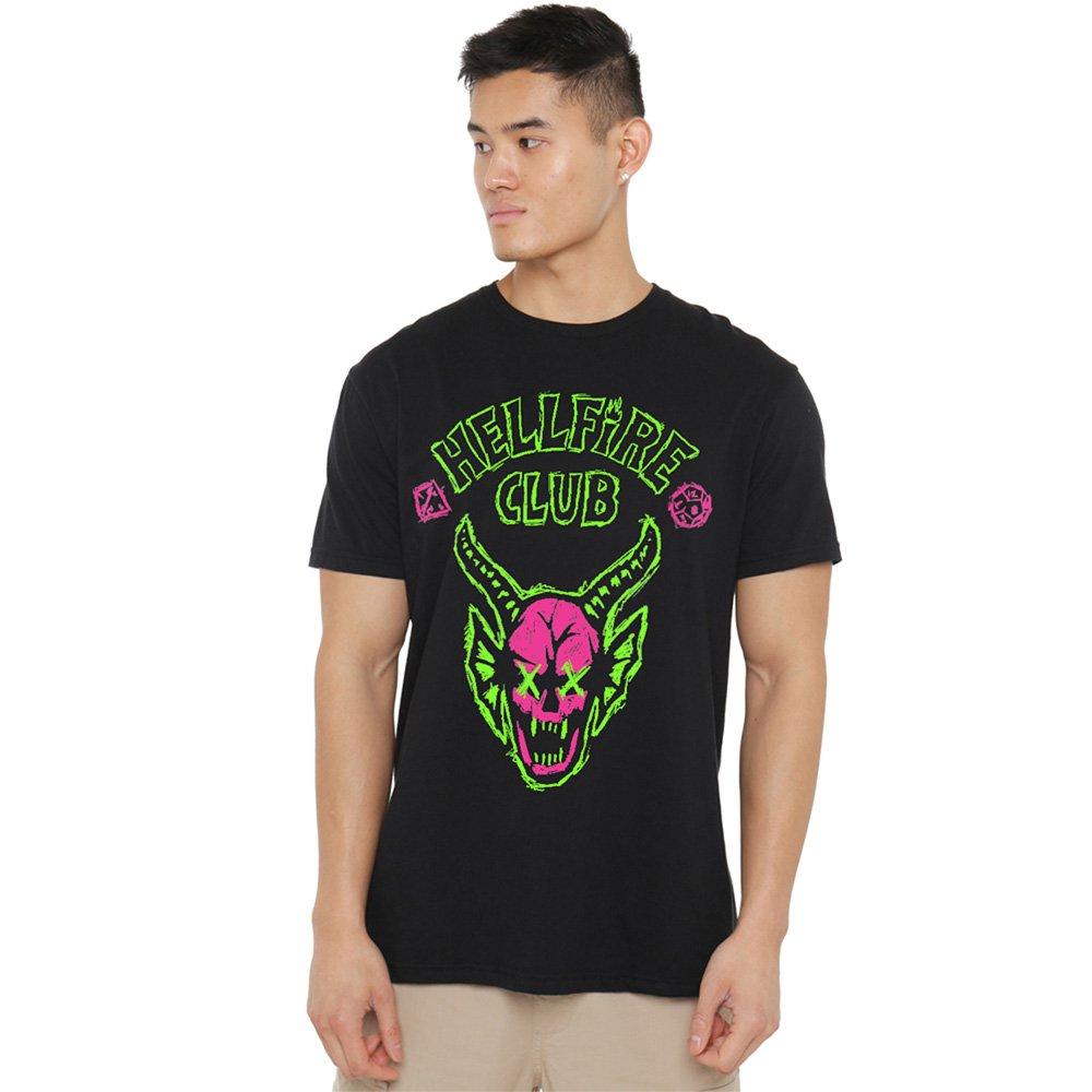 Black - Stranger Things - Stranger Things Hellfire Neon Sketch Logo T-Shirt - 1