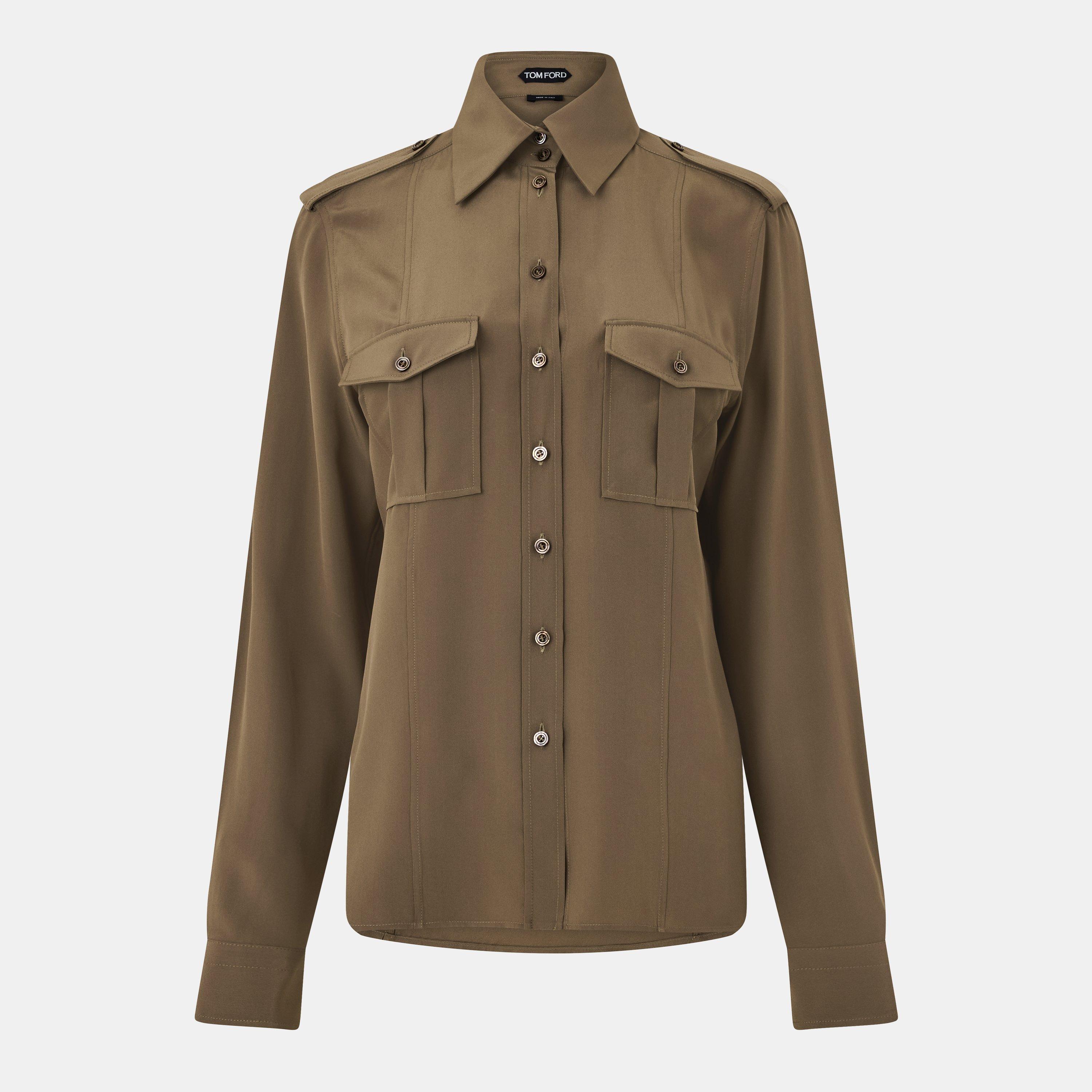 Tom Ford Women's Long Sleeve Shirt - Khaki - 40 (UK 8)