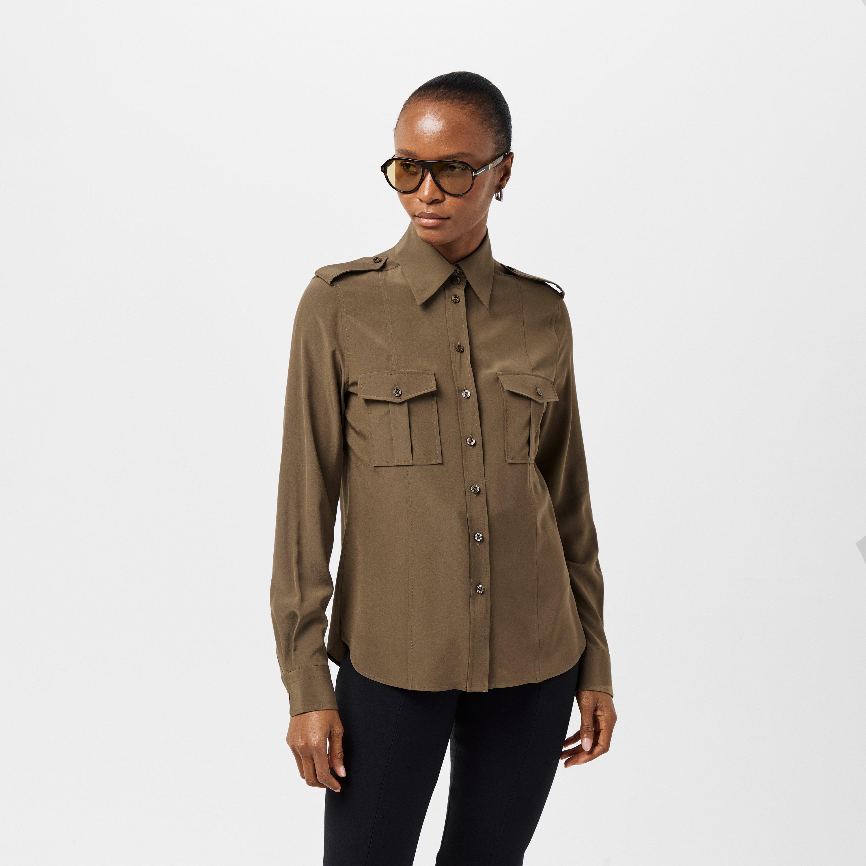Khaki - Tom Ford - Women's Plain Long-Sleeve Shirt - 3