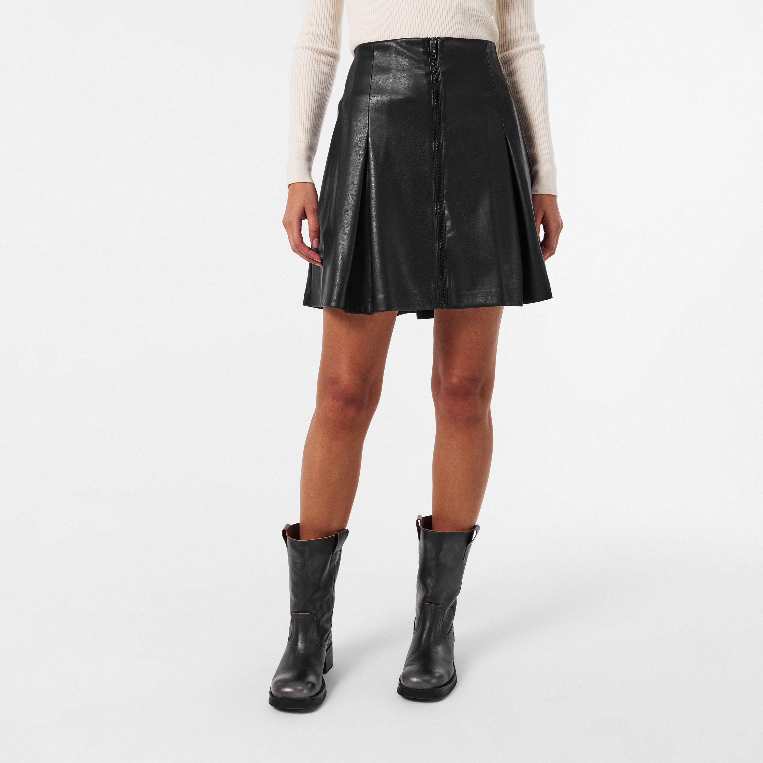 Black - DKNY - Women's PU Mini Skirt - 3
