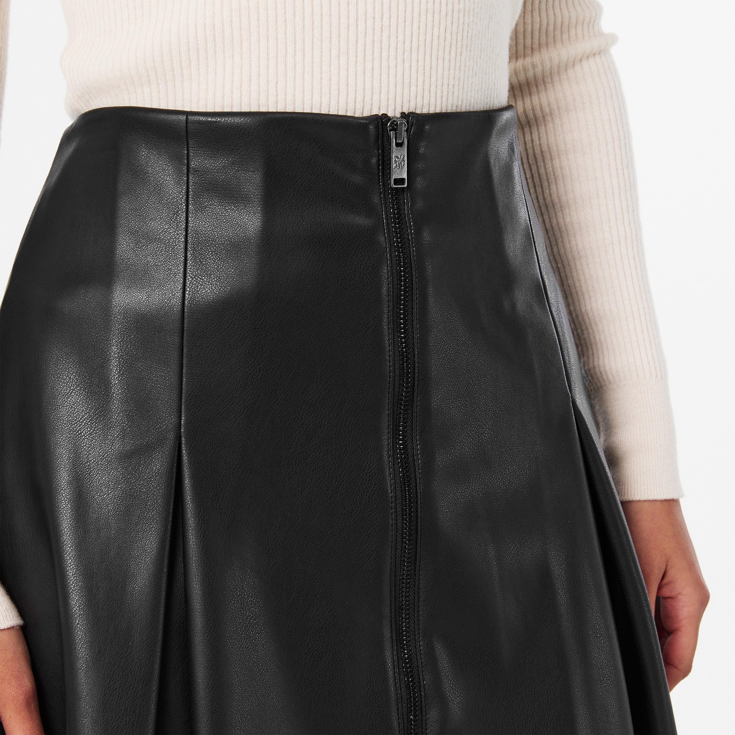 Black - DKNY - Women's PU Mini Skirt - 5