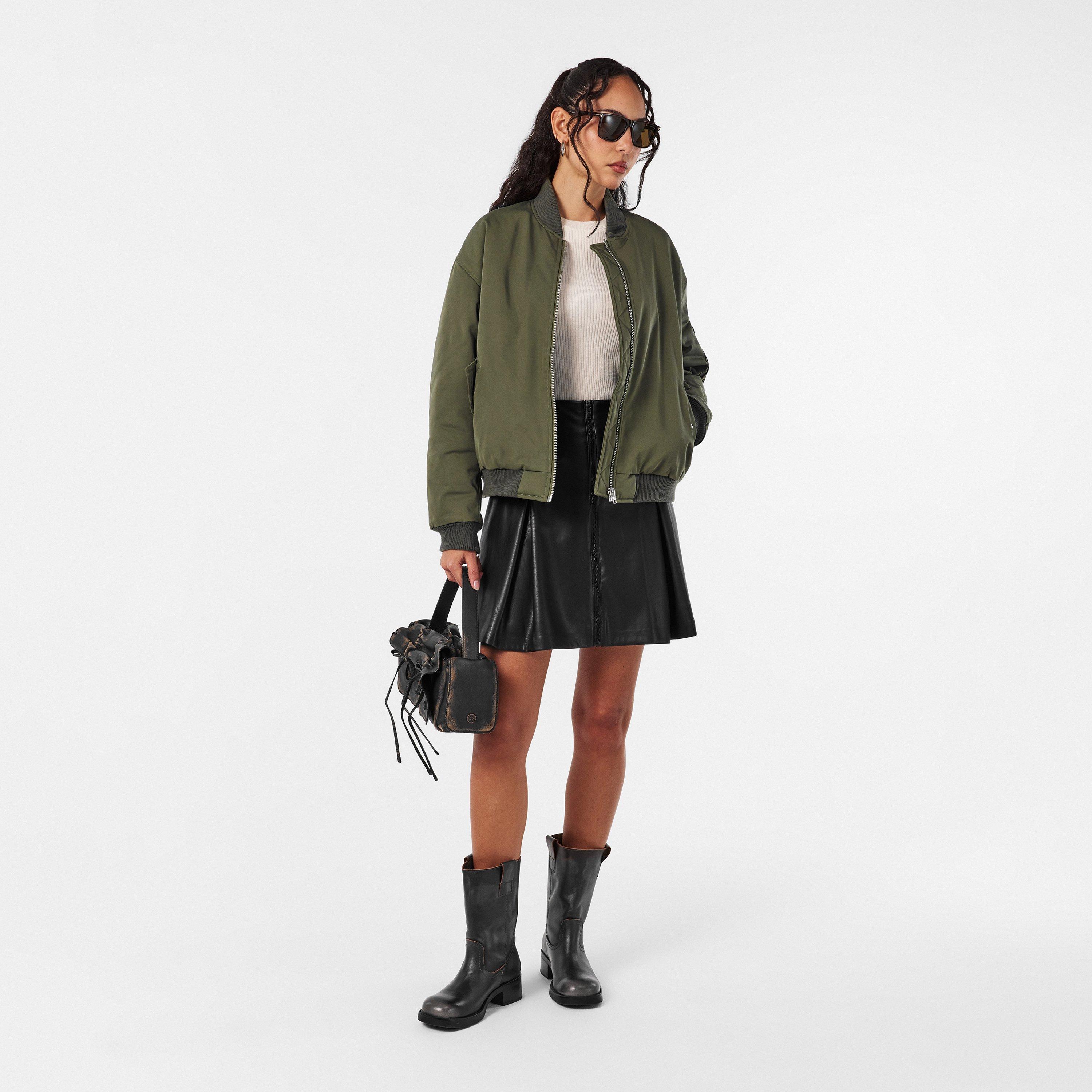 Black - DKNY - Women's PU Mini Skirt - 6