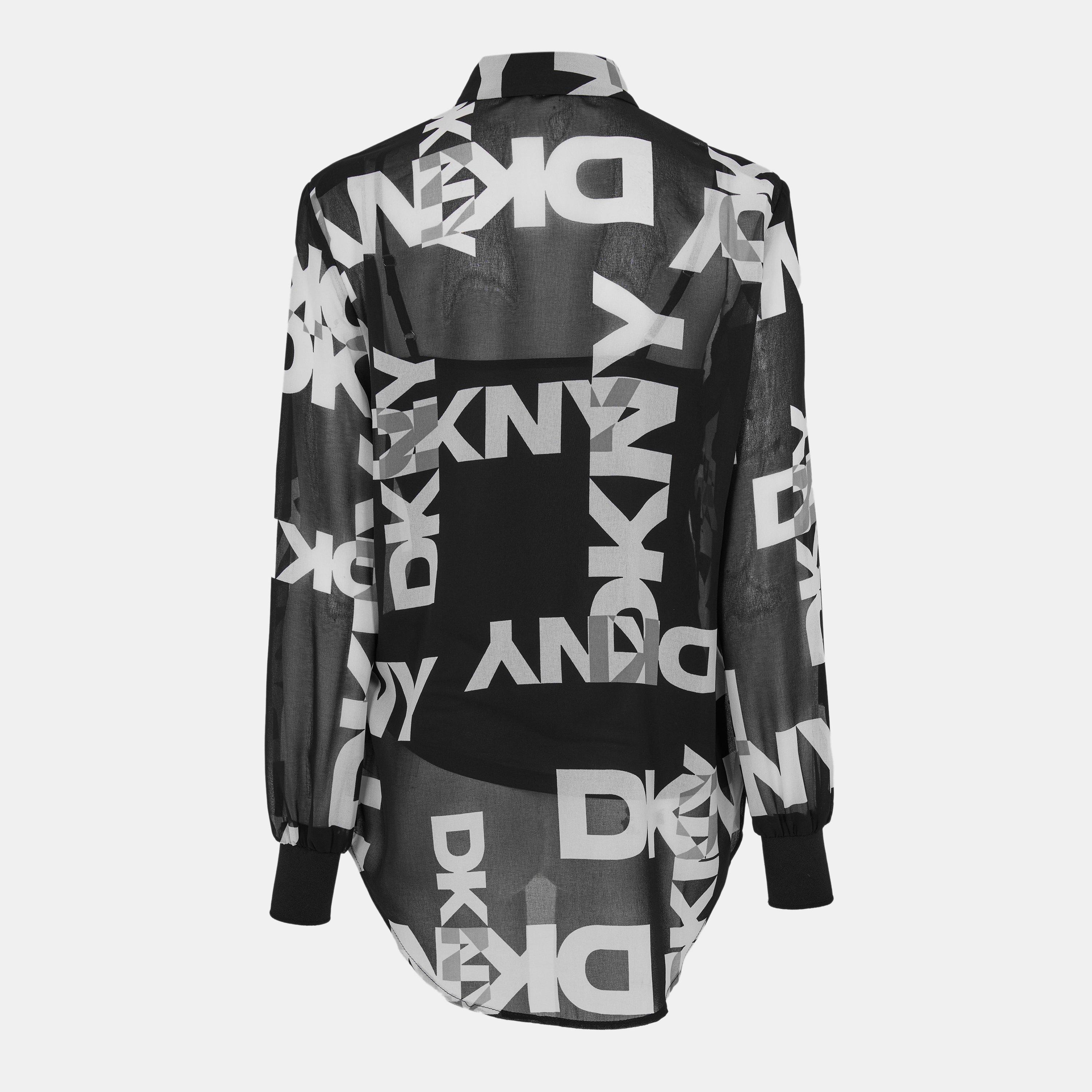 Negro/Blanco - DKNY - Women's Long-Sleeve Patterned Shirt - 2
