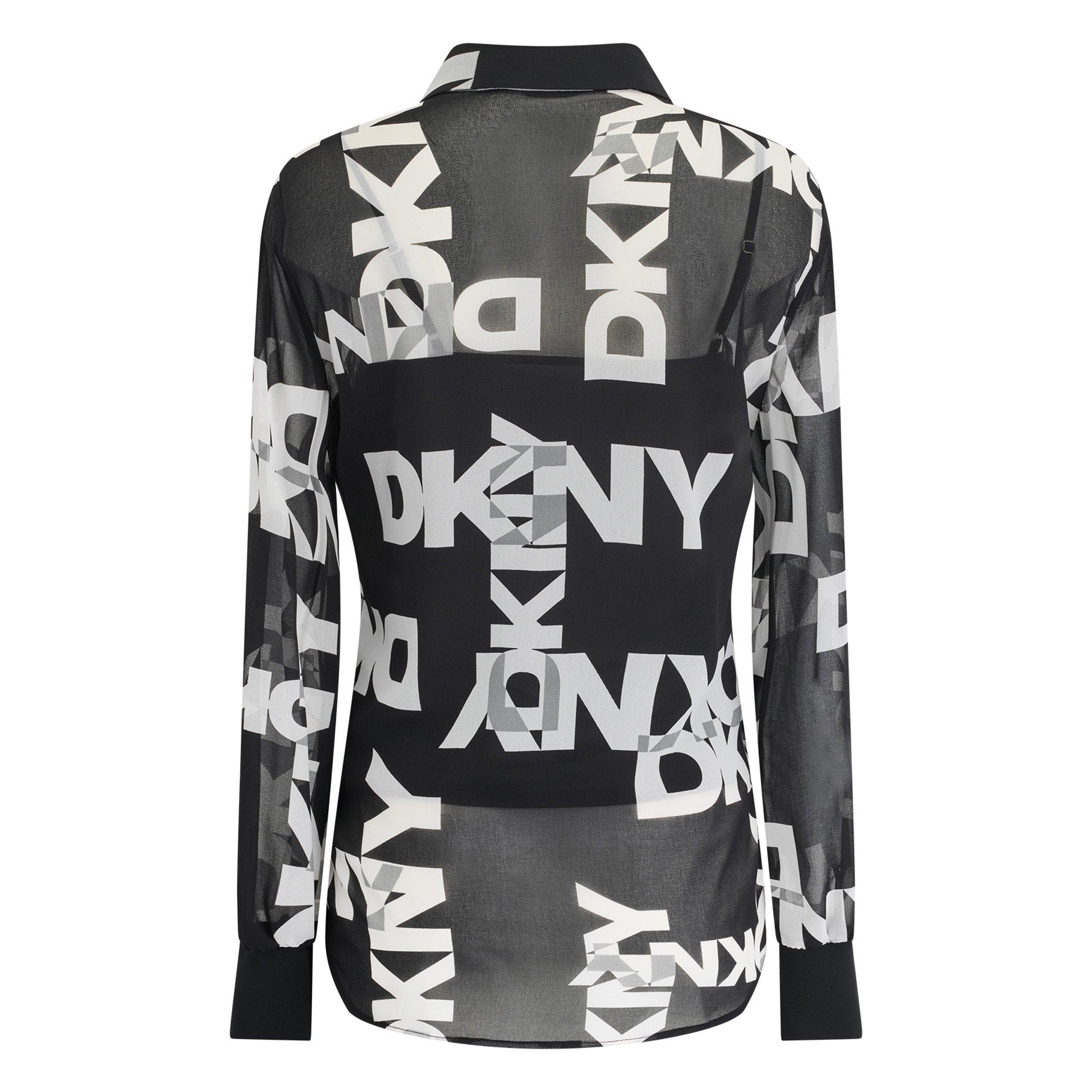 Black/Ivory - DKNY - Women's Long Sleeve Patterned Shirt - 2