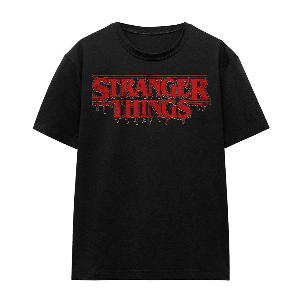 Black - Stranger Things - Stranger Things Retro Drippy Logo T-Shirt Black - 4