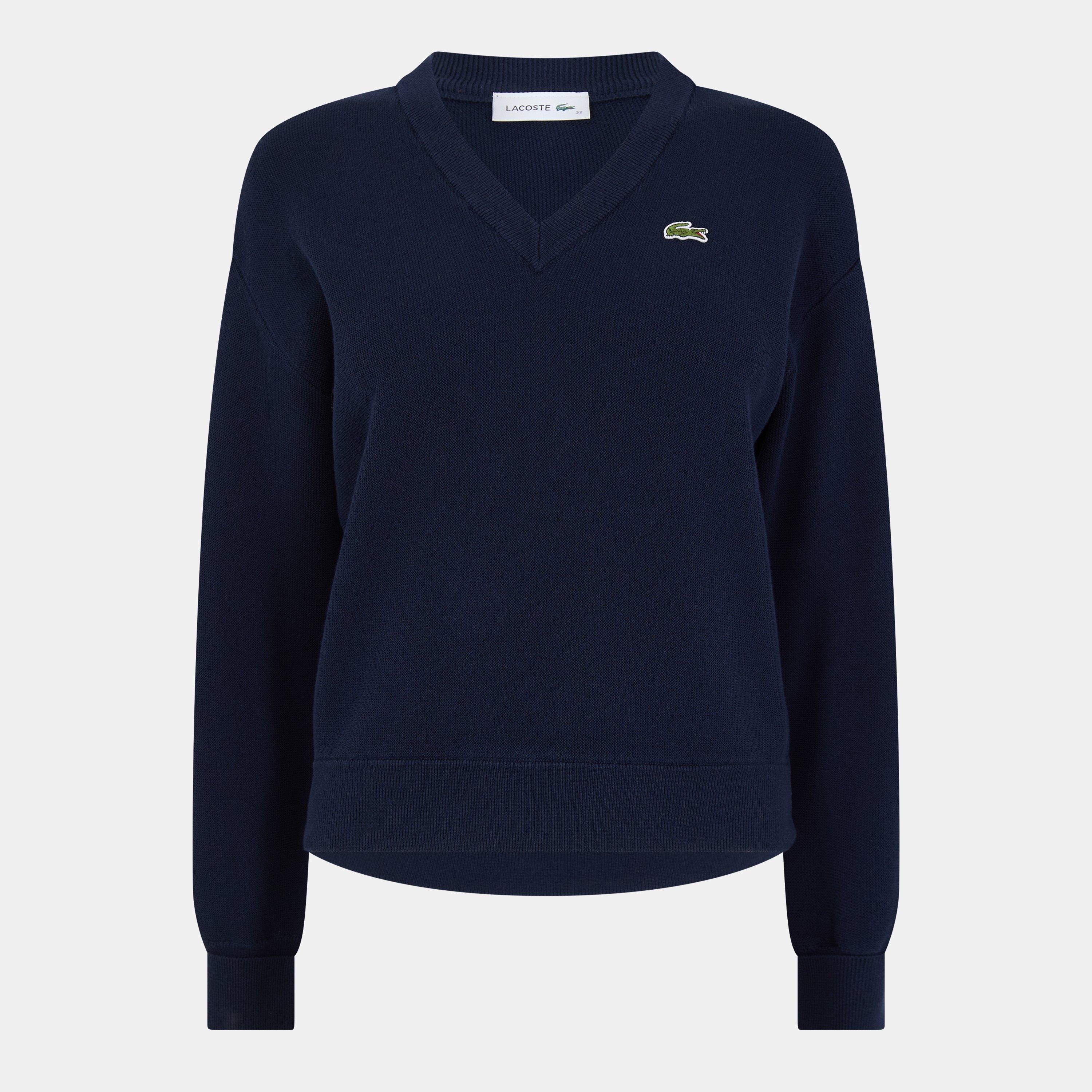Navy Blue - Lacoste - Women's V-Neck Knitted Sweater Vest - 1