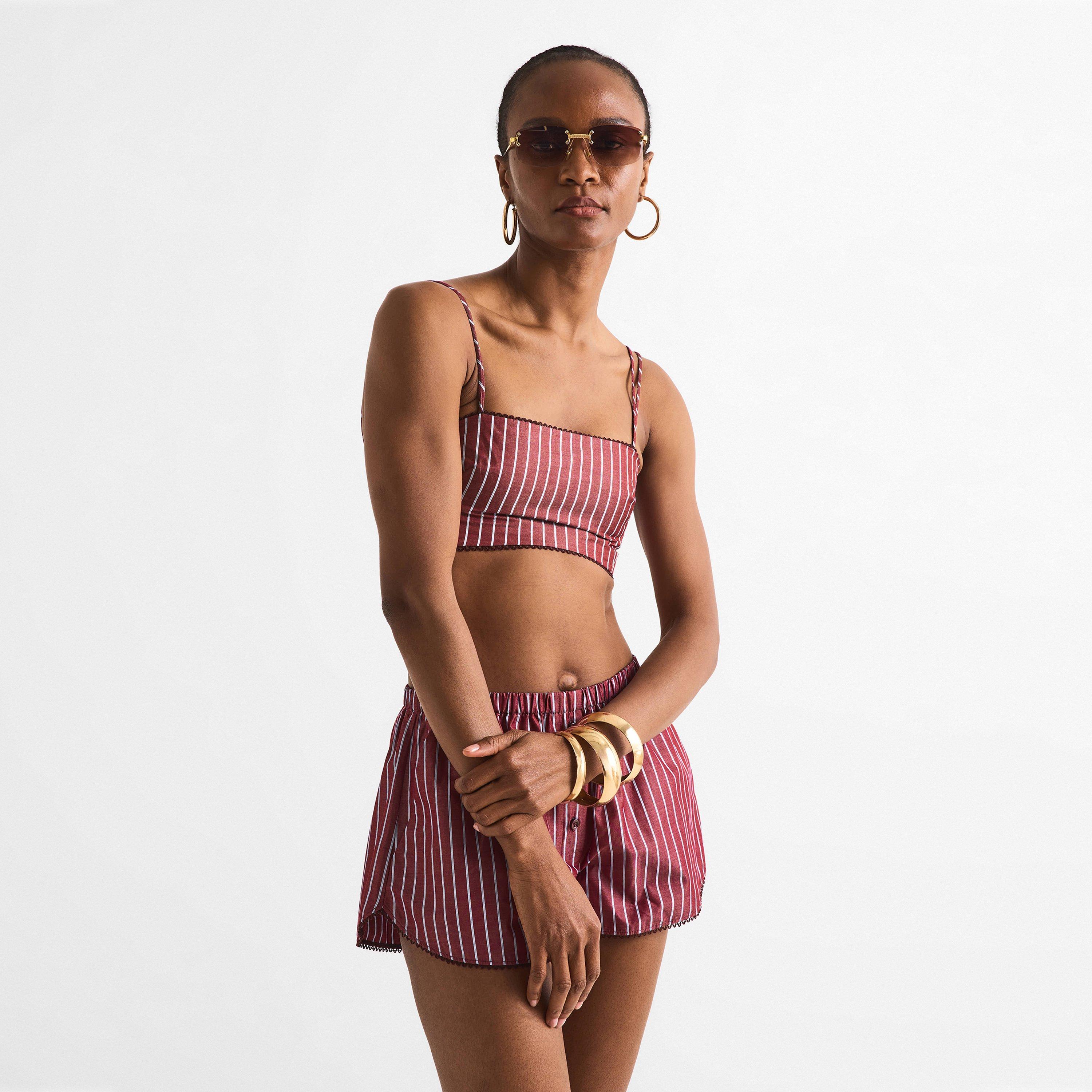 Rouge Noir/Blue - The Andamane - Women's Carrie Smock Crop Bandeau Top - 3