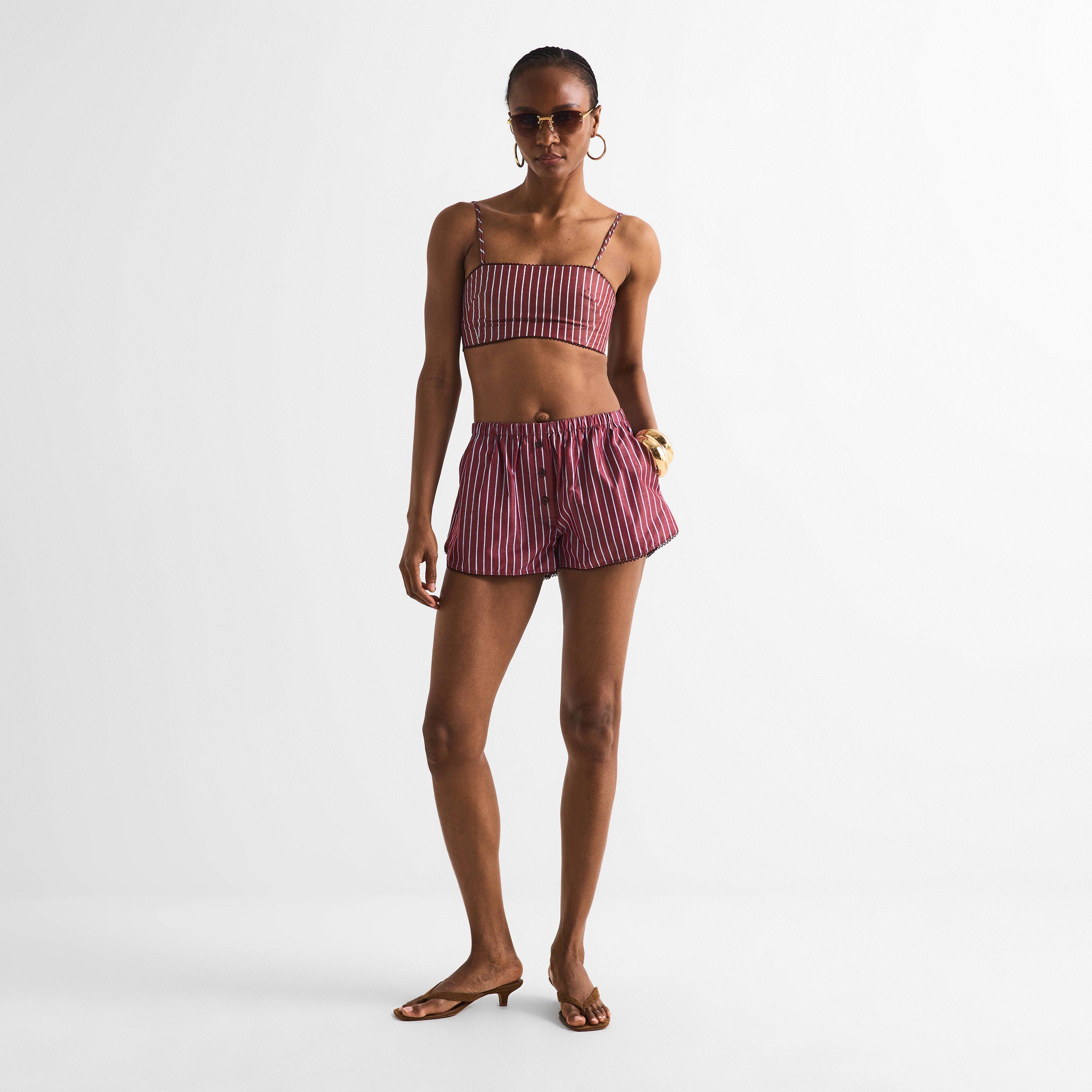 Rouge Noir/Blue - The Andamane - Women's Carrie Smock Crop Bandeau Top - 5