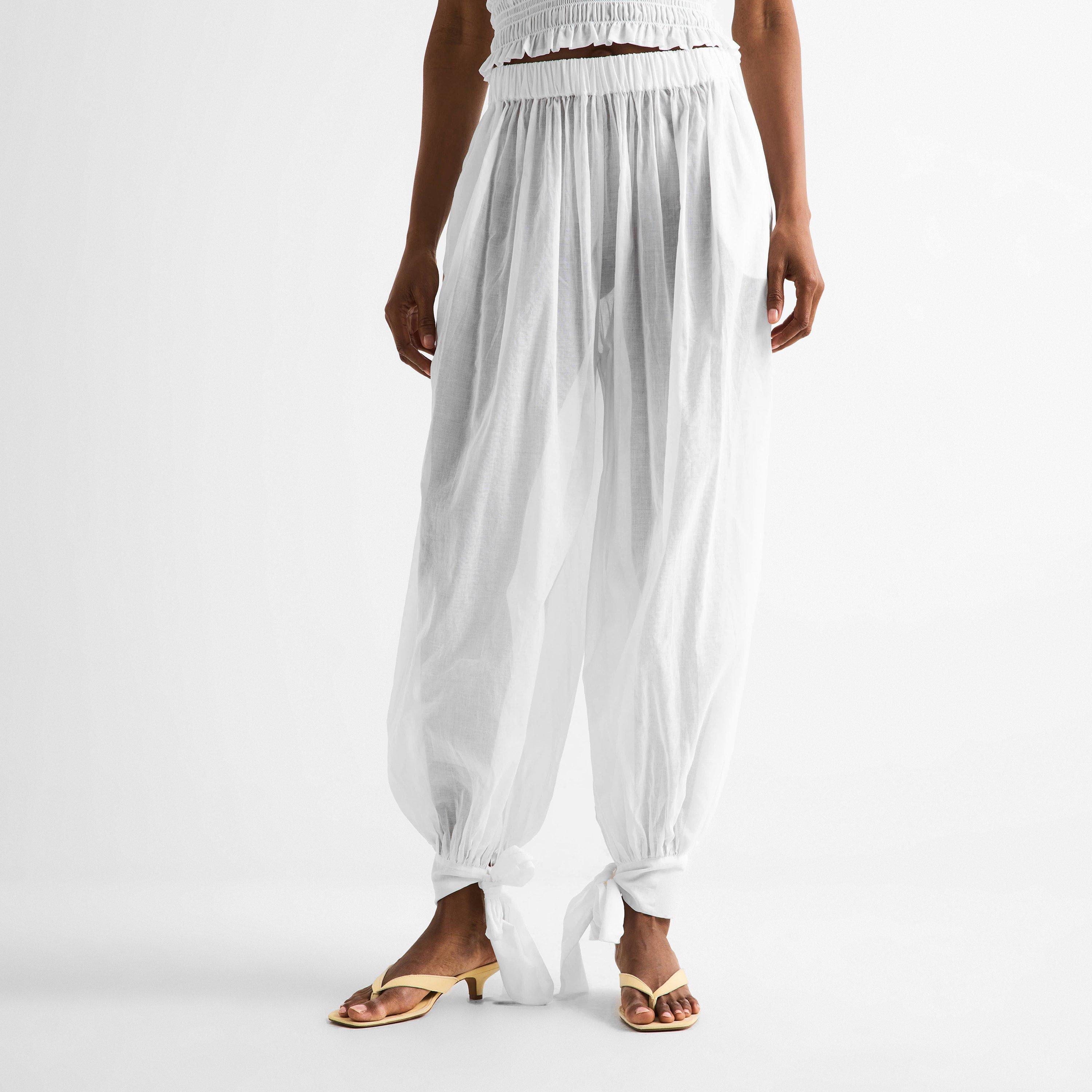 White - The Andamane - Women's Noor Tie Maxi Parachute Pants - 3