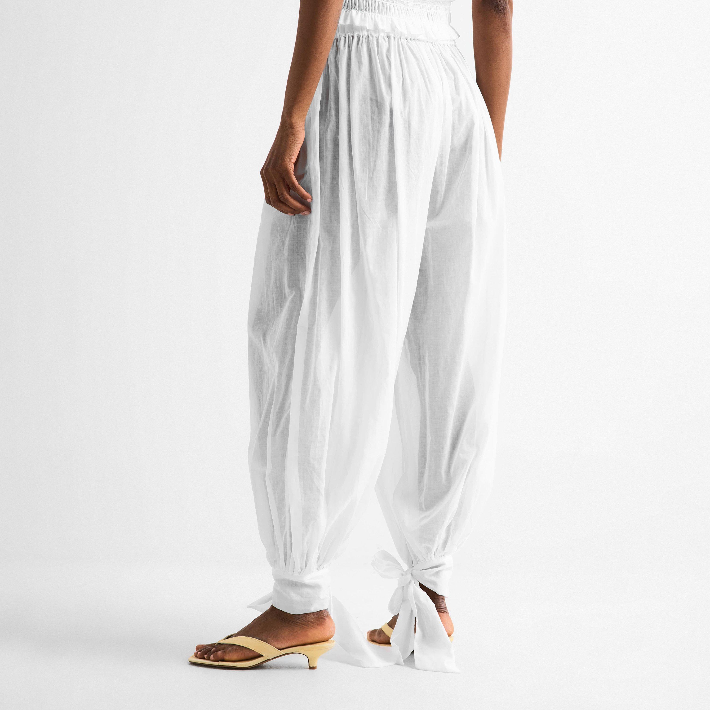 White - The Andamane - Women's Noor Tie Maxi Parachute Pants - 4
