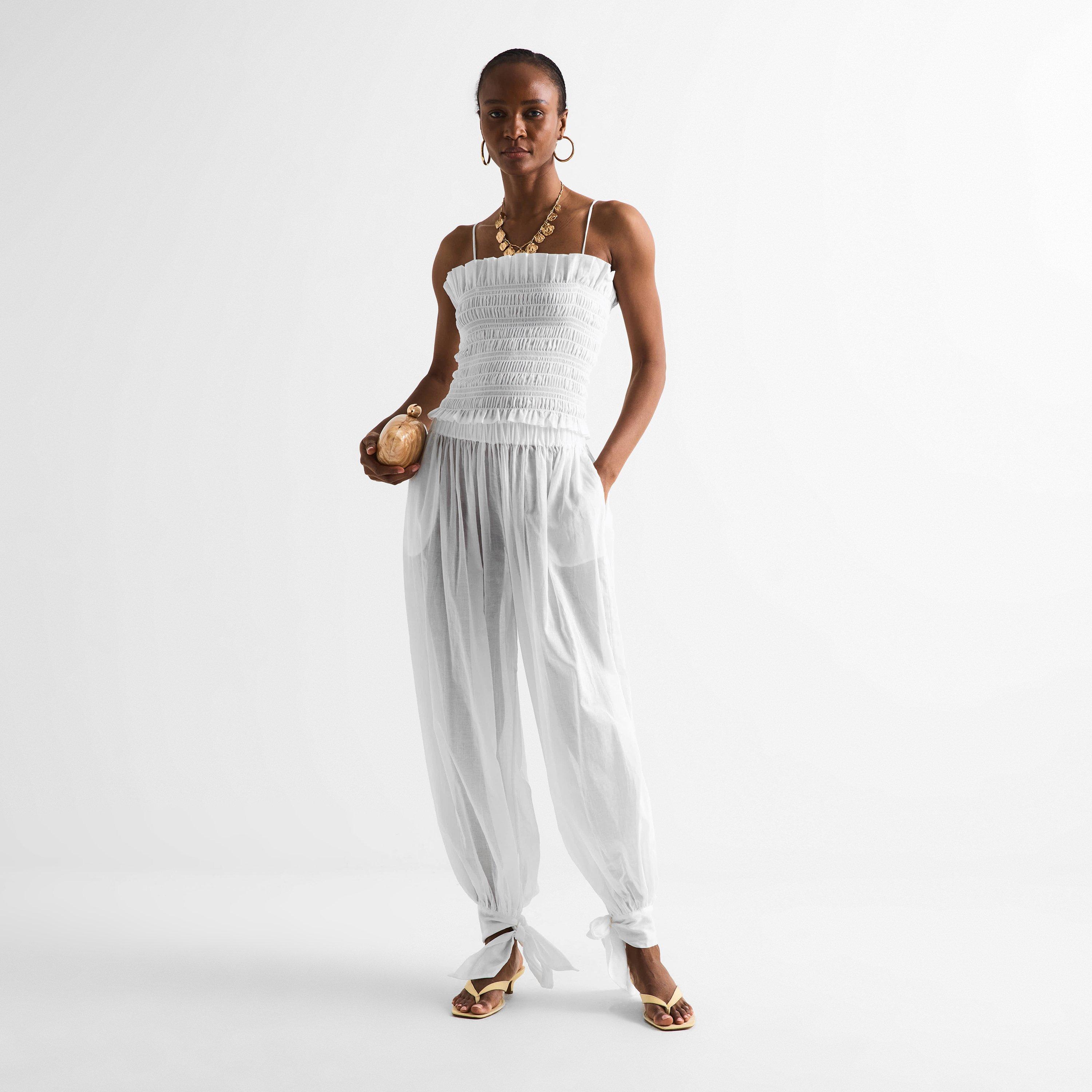 White - The Andamane - Women's Noor Tie Maxi Parachute Pants - 6