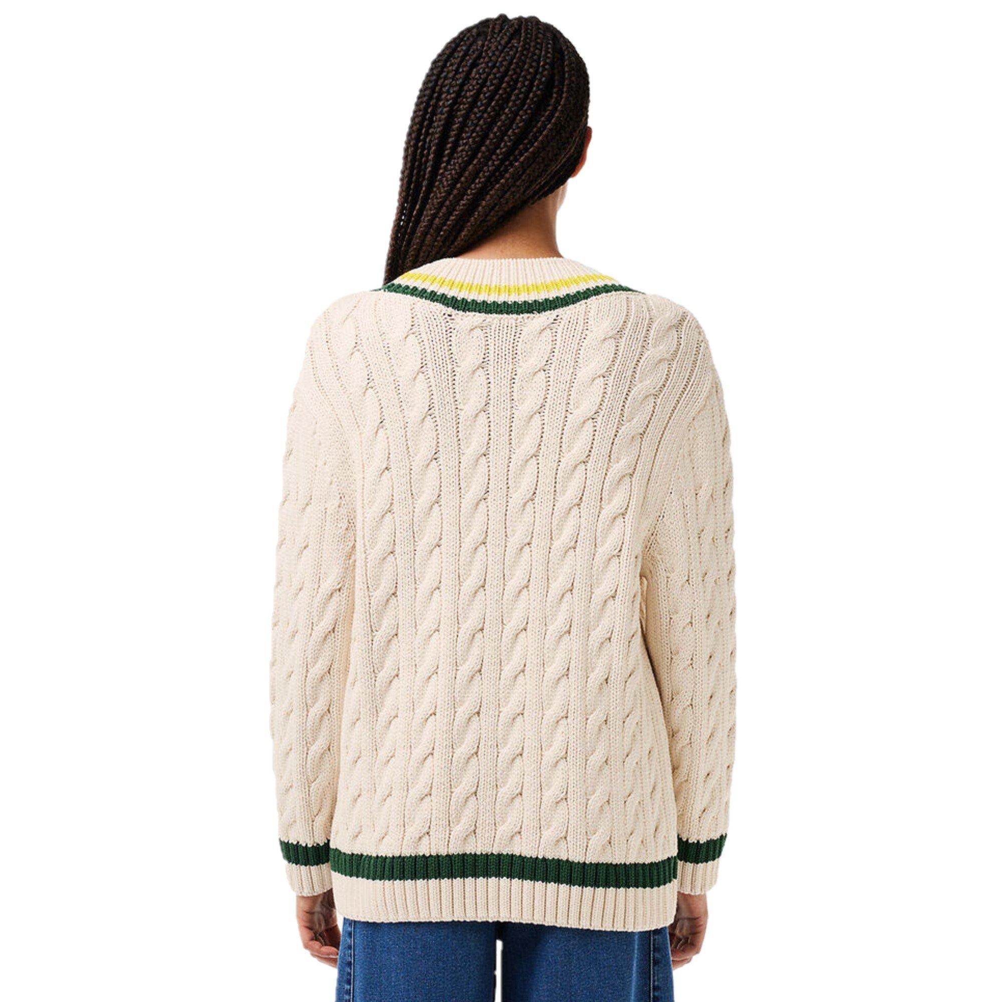Flour/Green - Lacoste - Women's Crew Neck Jumper - 2
