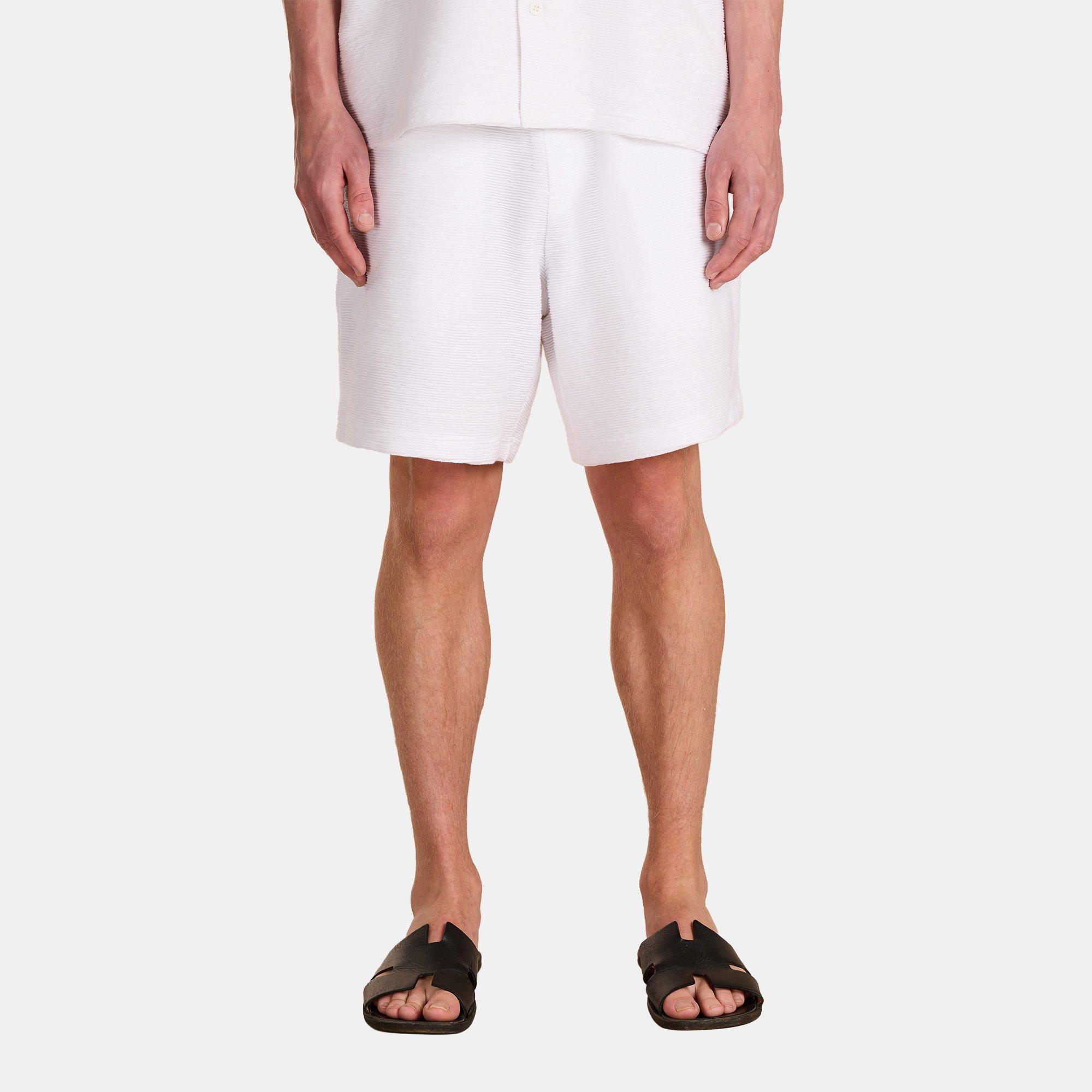 White - Prevu - Men's Ottoman Woven Tracksuit Shorts - 3