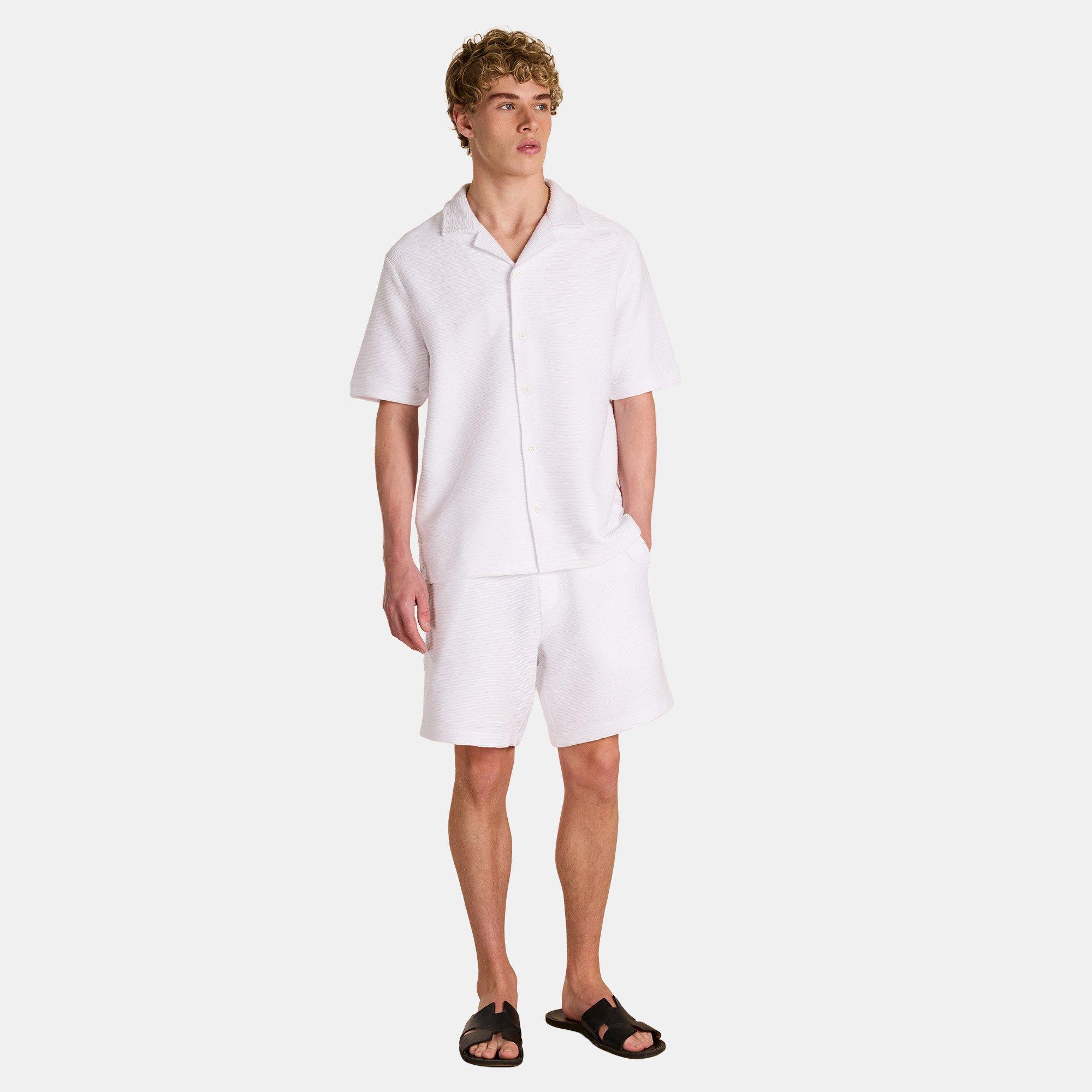 White - Prevu - Men's Ottoman Woven Tracksuit Shorts - 6