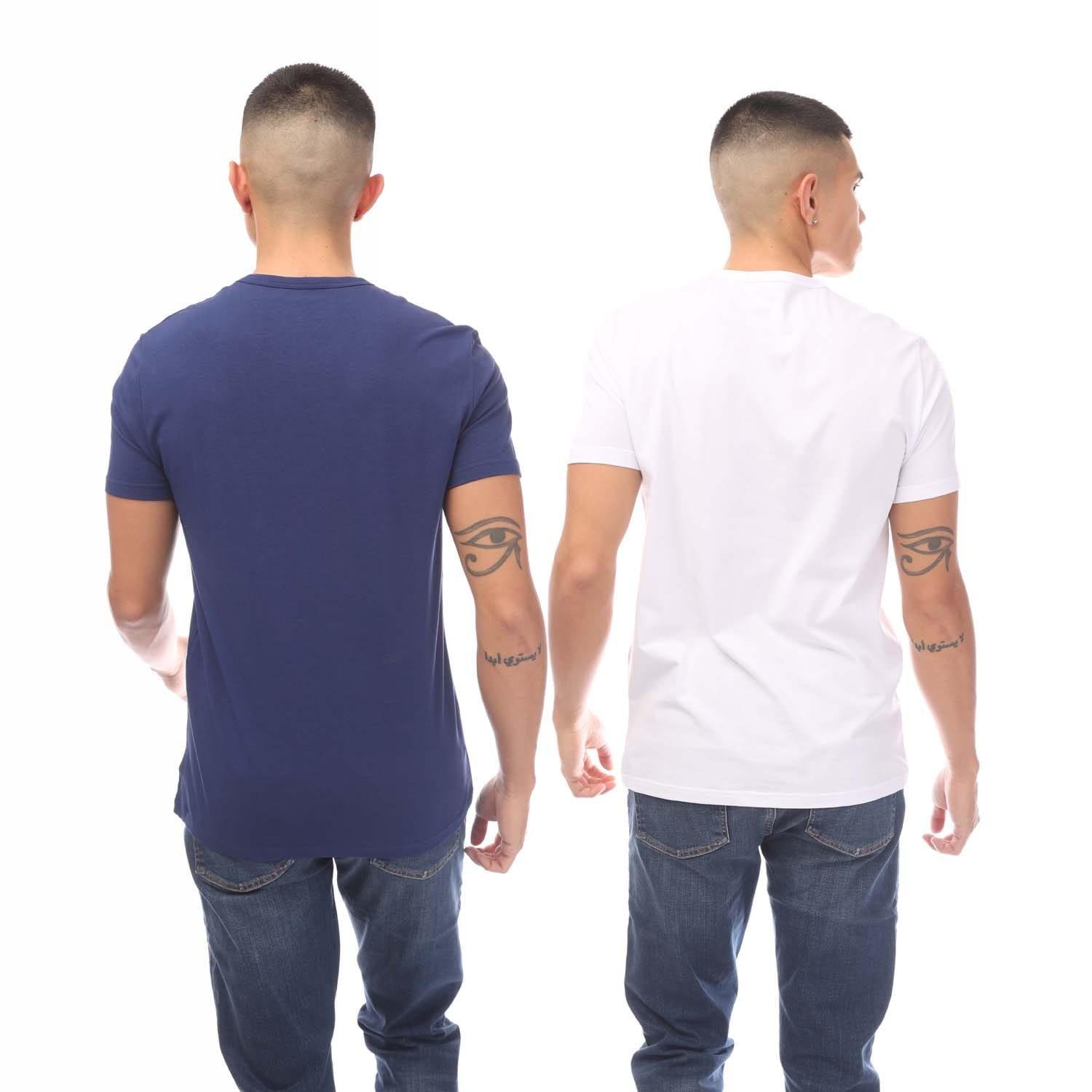 Blue-White - Emporio Armani - 2 Pack of Lounge Crewneck T-Shirts - 2