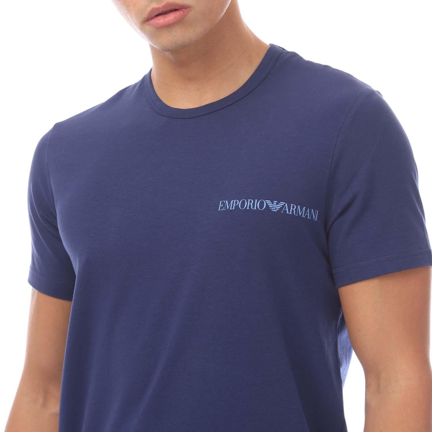 Blue-White - Emporio Armani - 2 Pack of Lounge Crewneck T-Shirts - 3