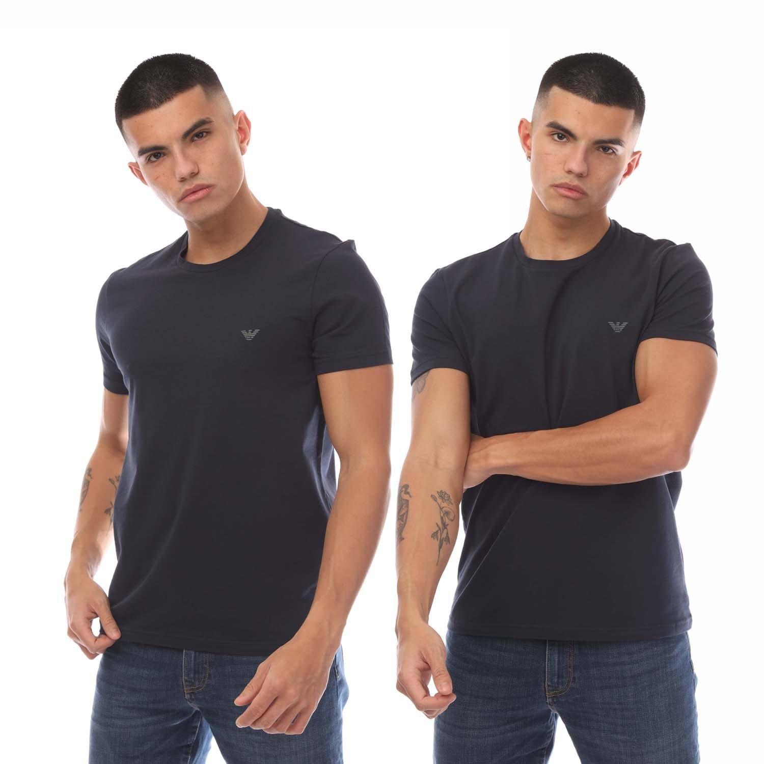 Navy - Emporio Armani - 2 Pack of Lounge Crewneck T-Shirts - 1