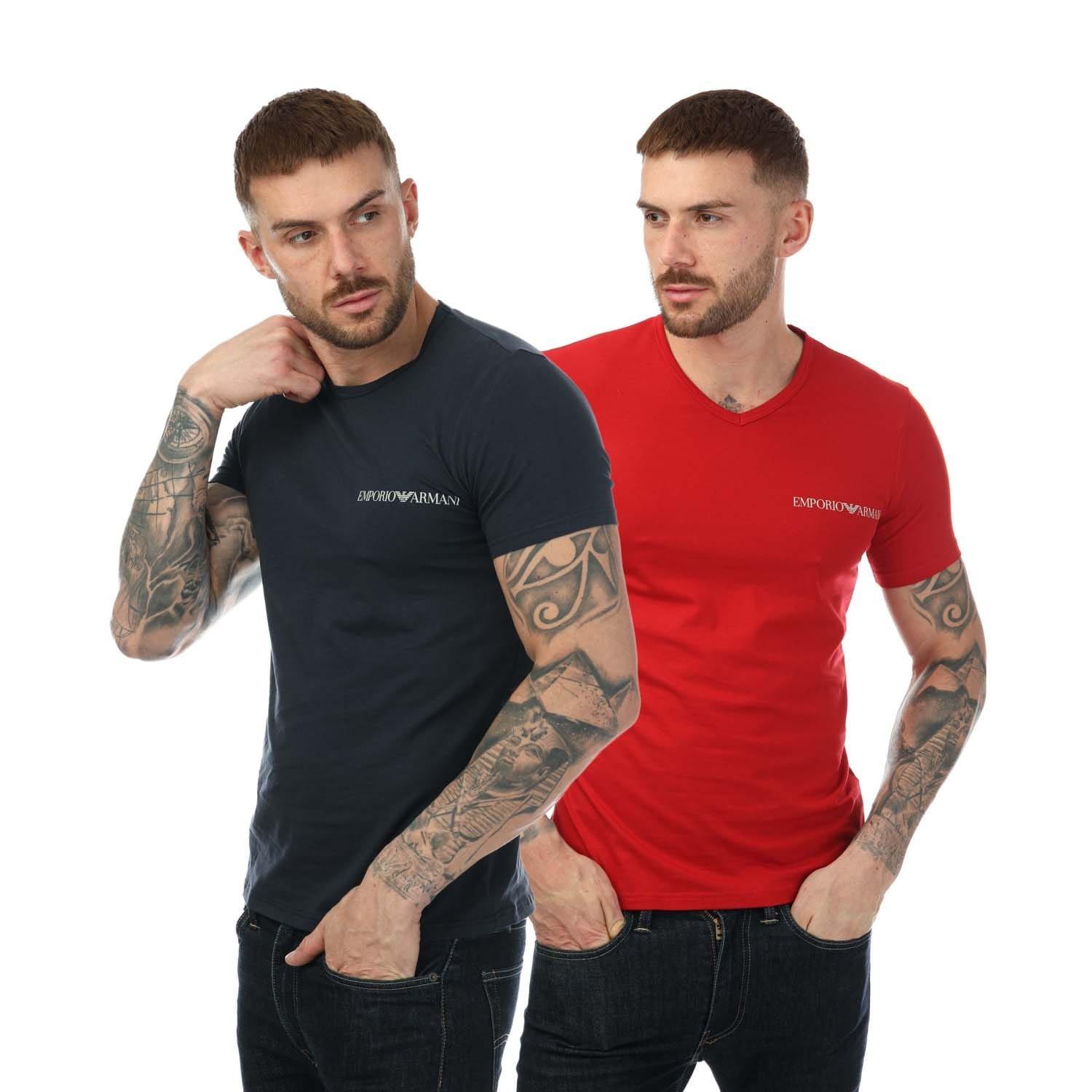 Red Navy - Emporio Armani - 2 Pack Underwear Logo T-Shirt - 1