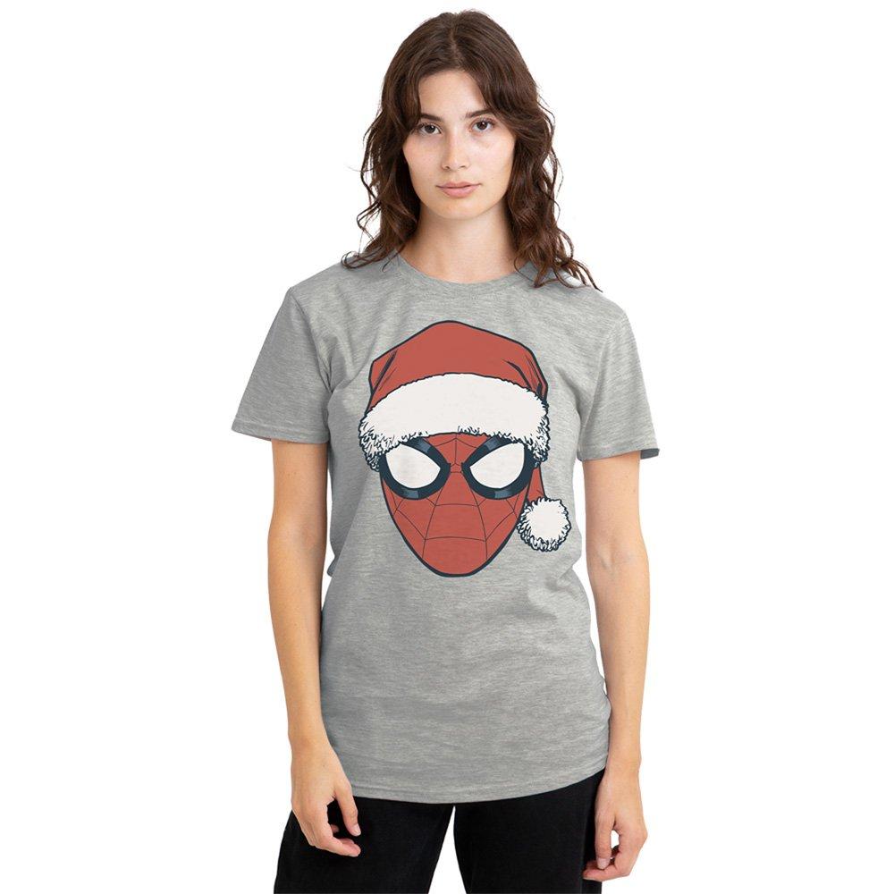 Light Grey - Marvel - Spiderman Christmas Santa Hat Portrait T-Shirt At - 1