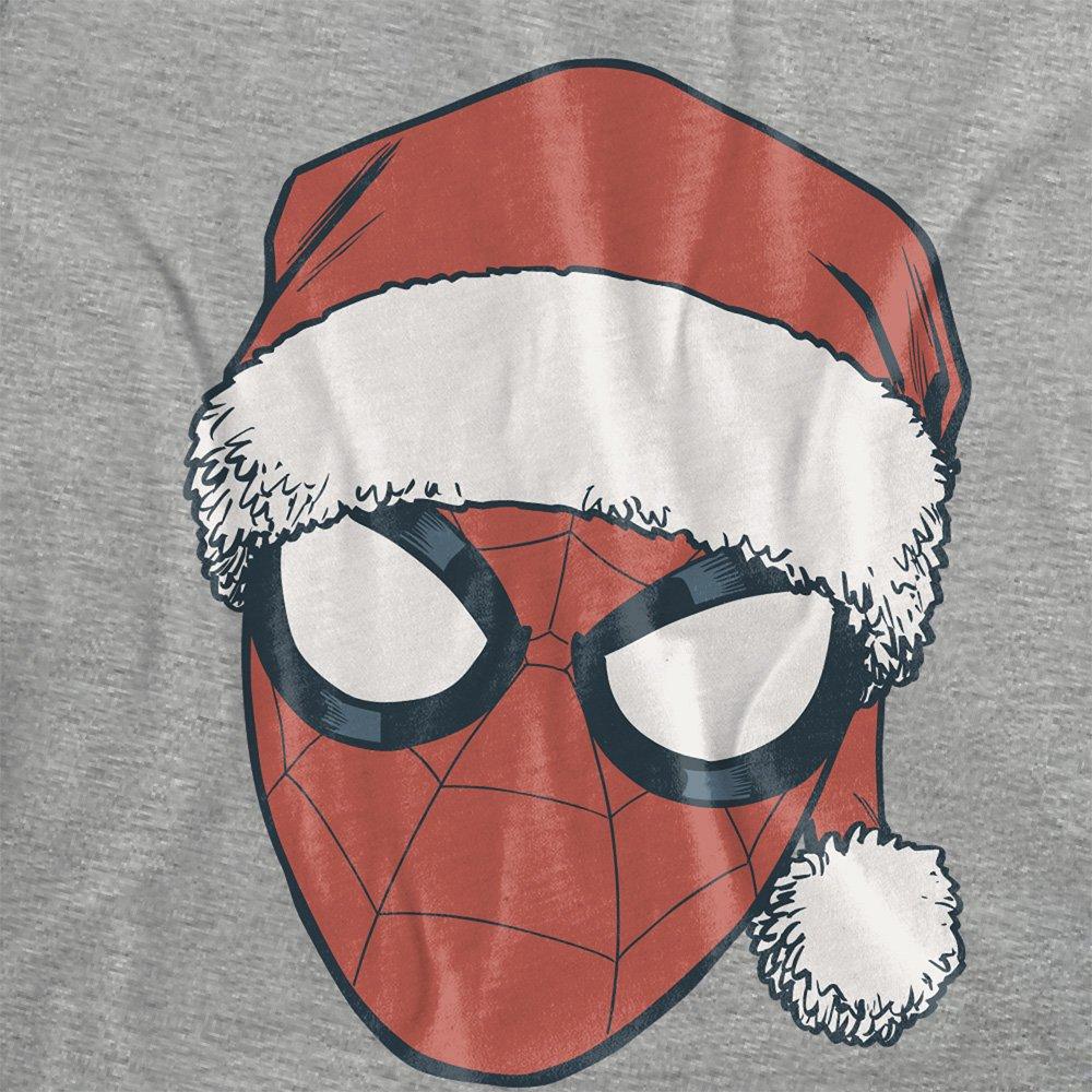 Light Grey - Marvel - Spiderman Christmas Santa Hat Portrait T-Shirt At - 2