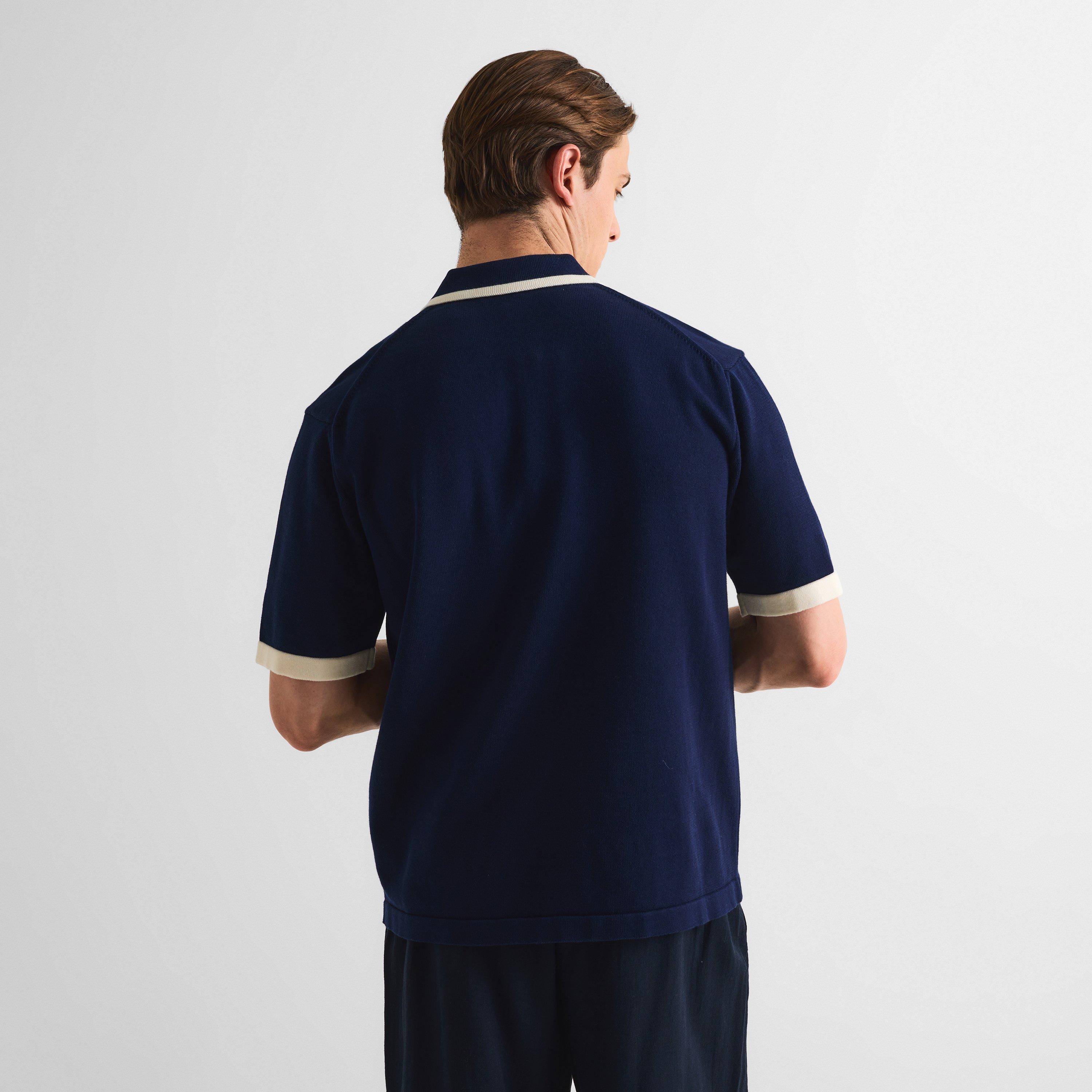 Classic Navy - Maison Kitsune - Men's Comfort Knitted Short Sleeve Polo Shirt - 4