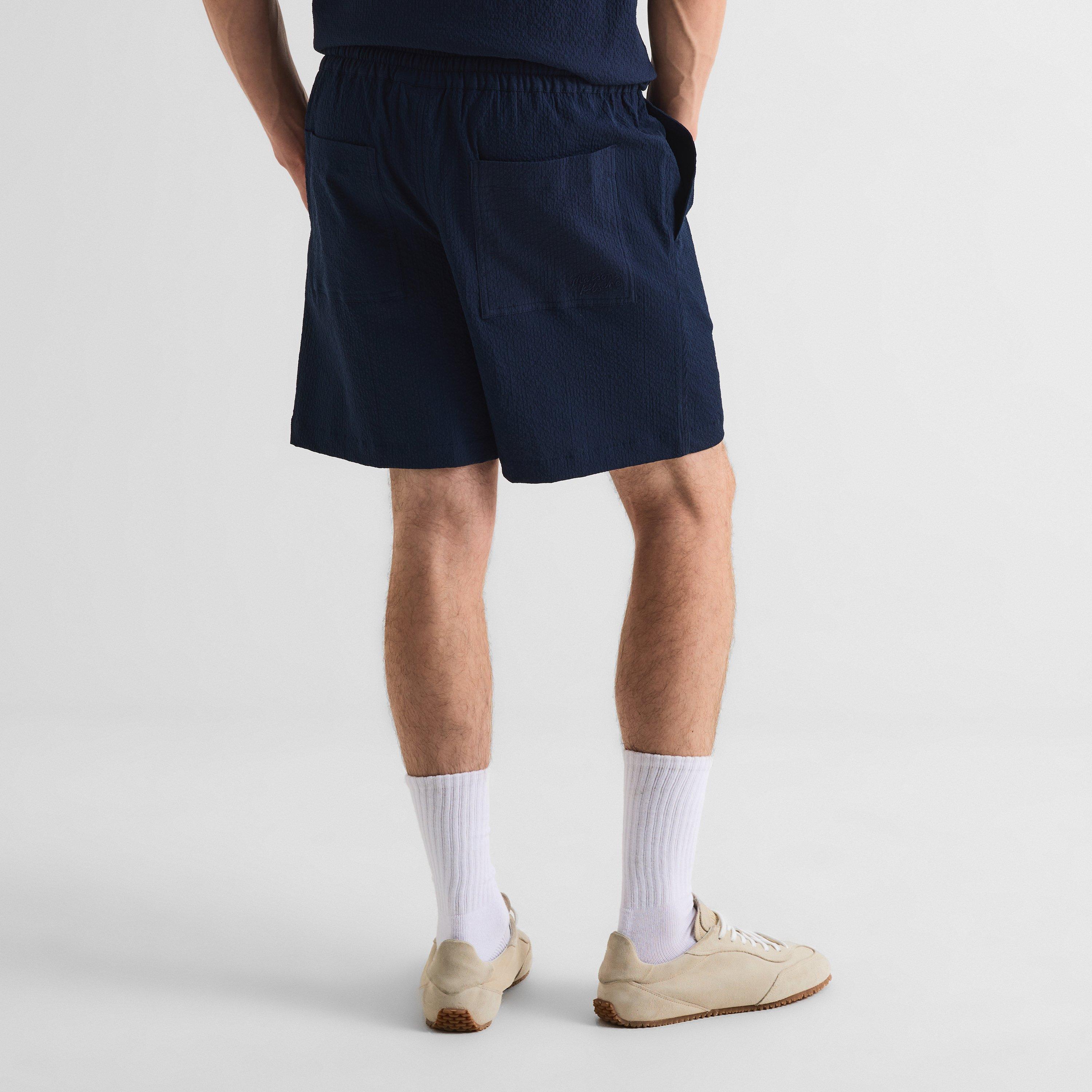 Navy - Maison Kitsune - Men's Elasticated Woven Tracksuit Shorts - 4