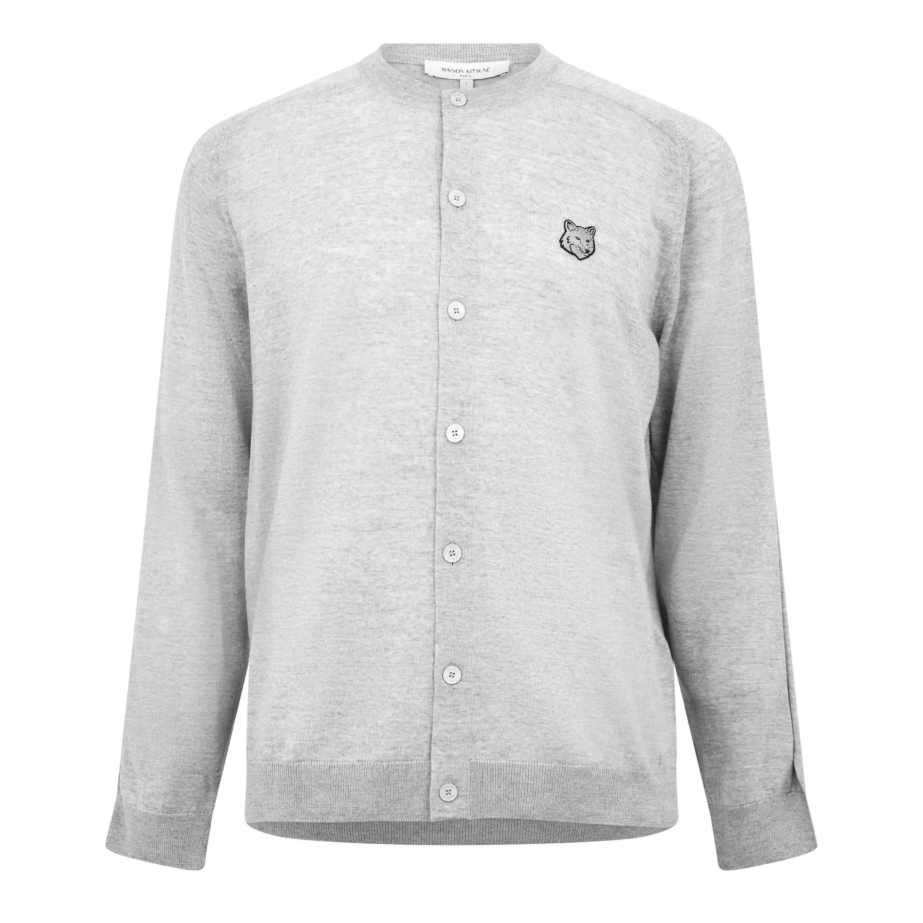 Grey Melange - Maison Kitsune - Men's Fox Fine Merino Cardigan - 1