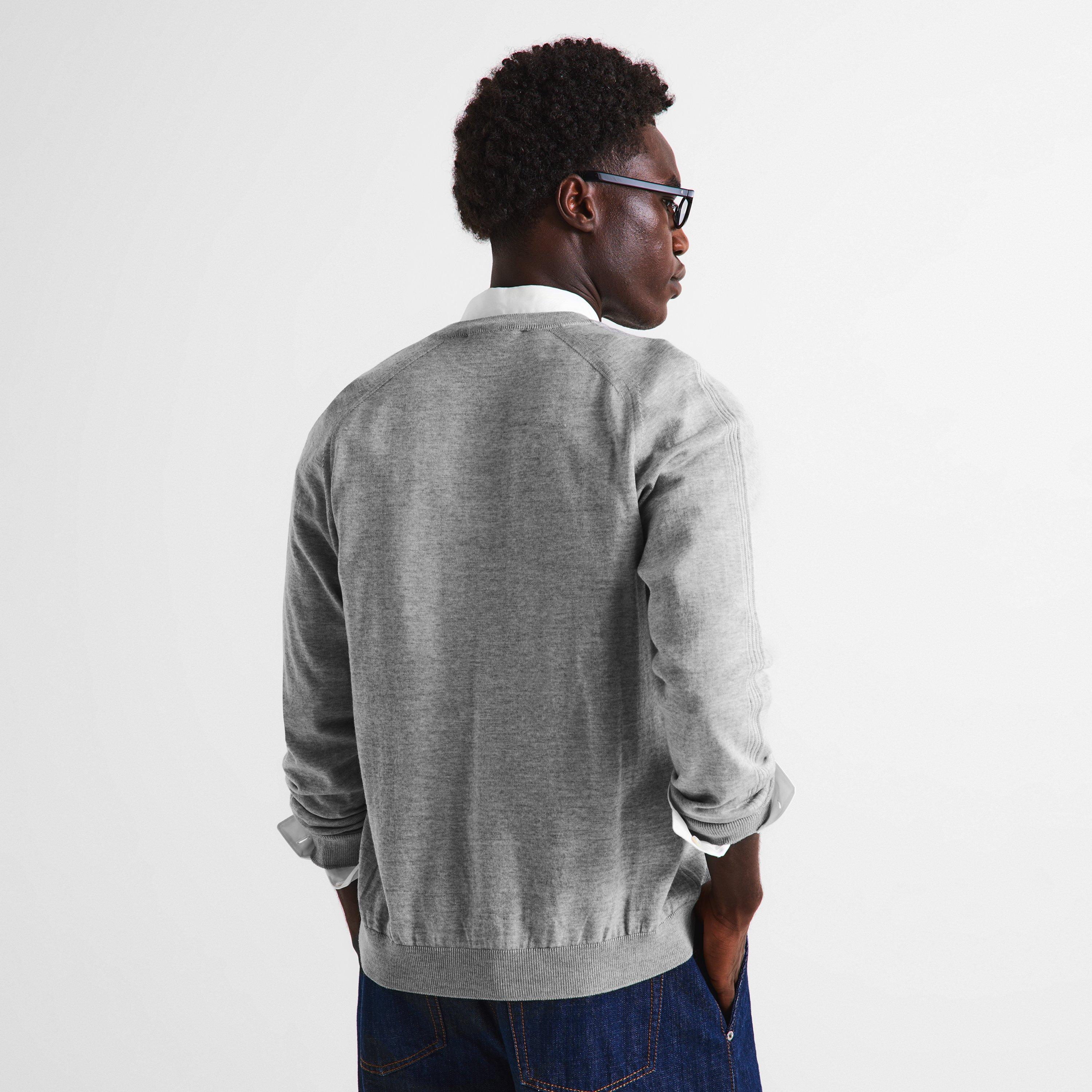 Grey Melange - Maison Kitsune - Men's Fox Fine Merino Cardigan - 4