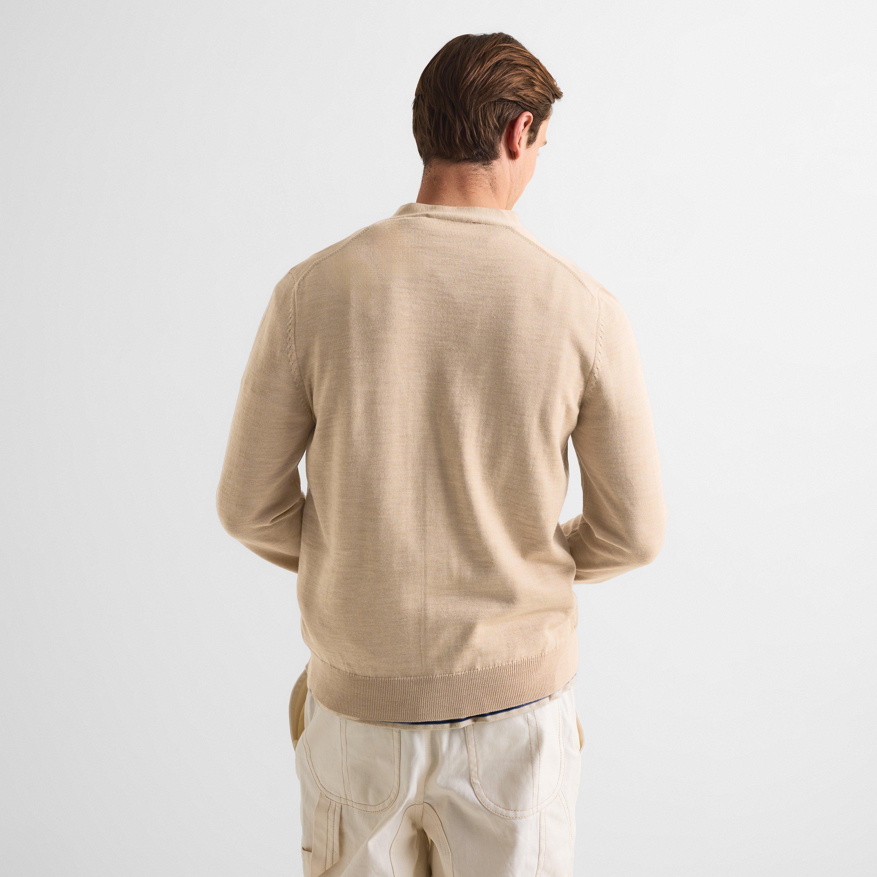 Roasted Almond - Maison Kitsune - Men's Fox RegMerino Cardigan - 4